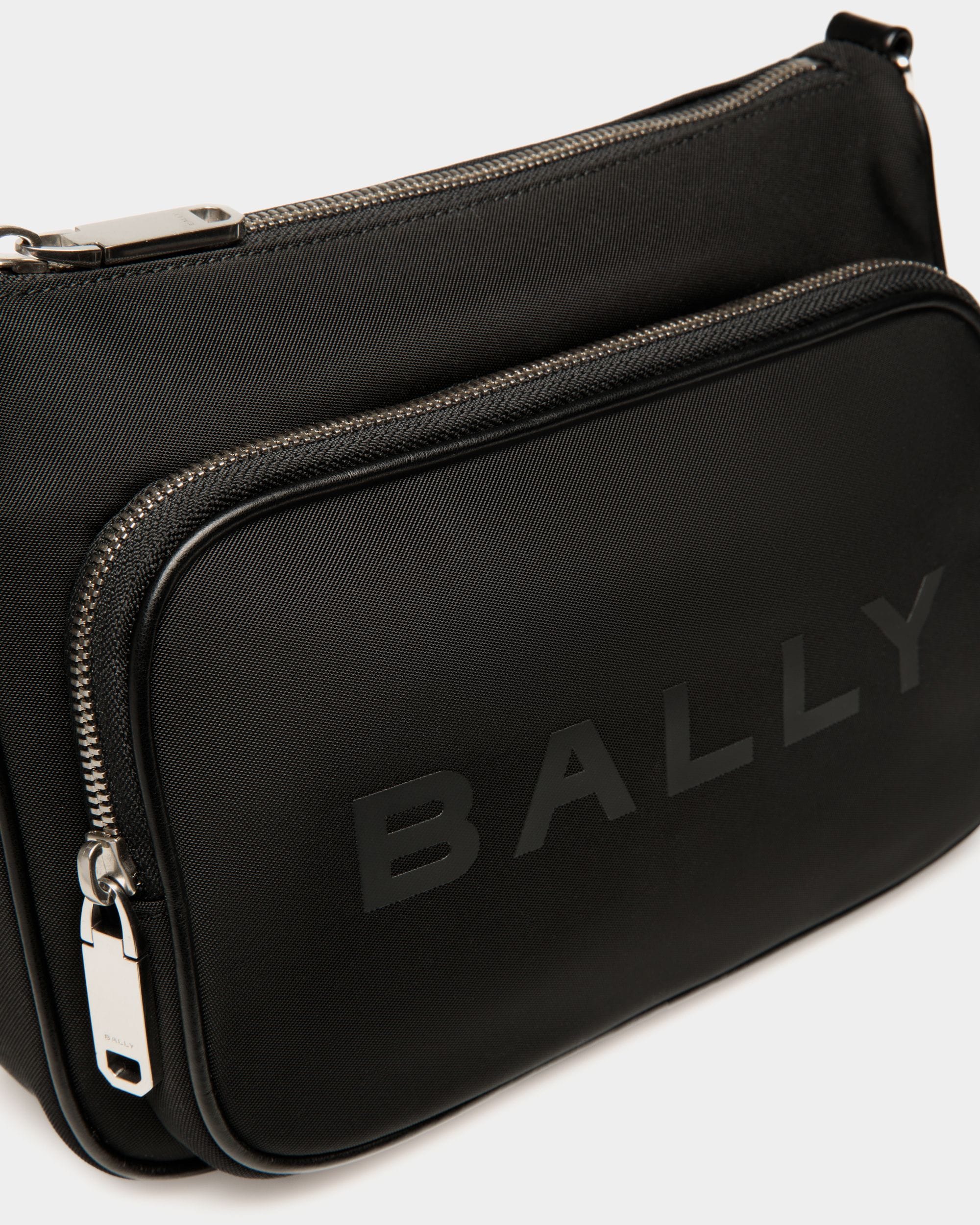 Borsa A Tracolla Bar In Nylon E Pelle Neri - Uomo - Bally - 04