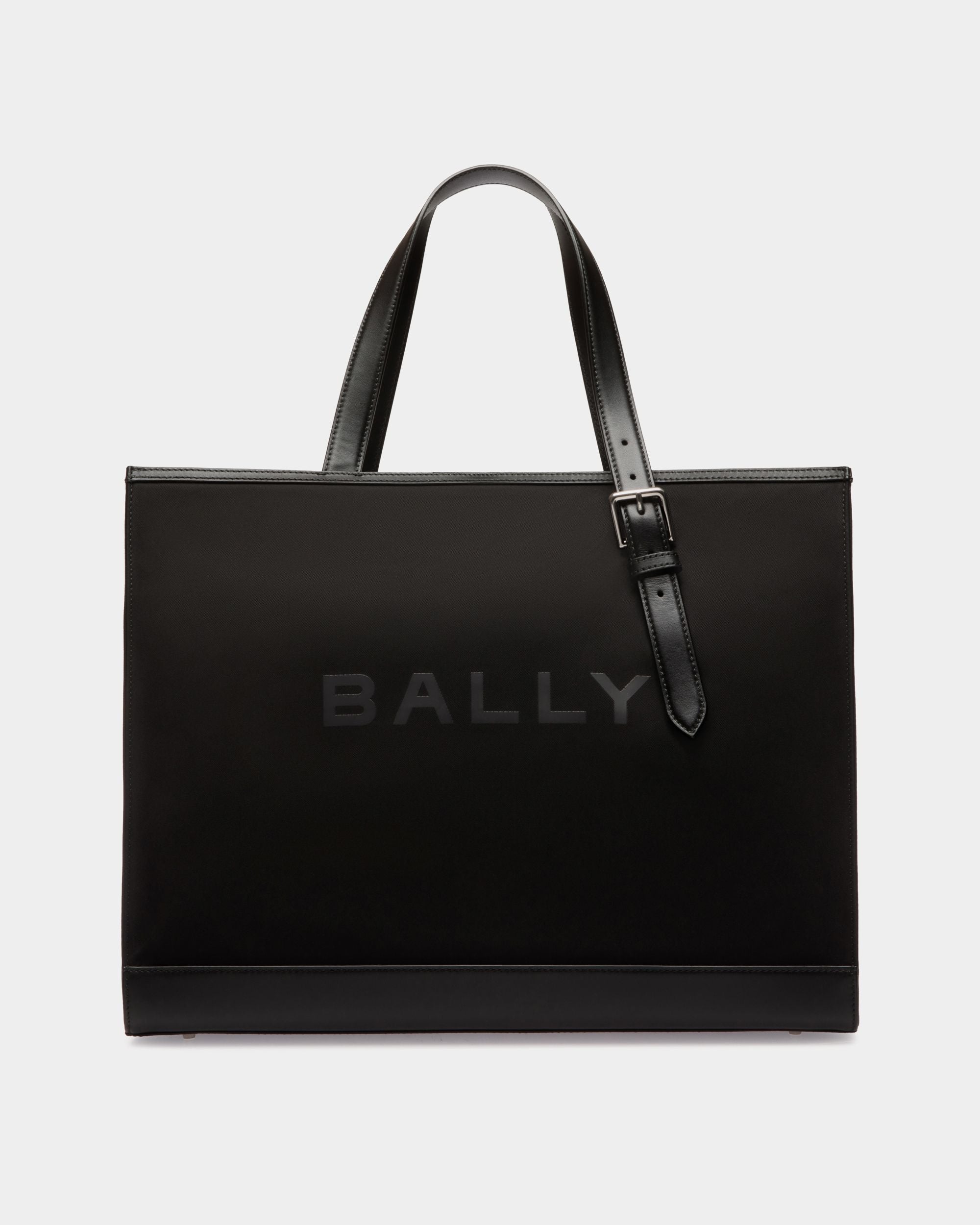 Tote Bag Bar In Nylon E Pelle Neri - Uomo - Bally - 01