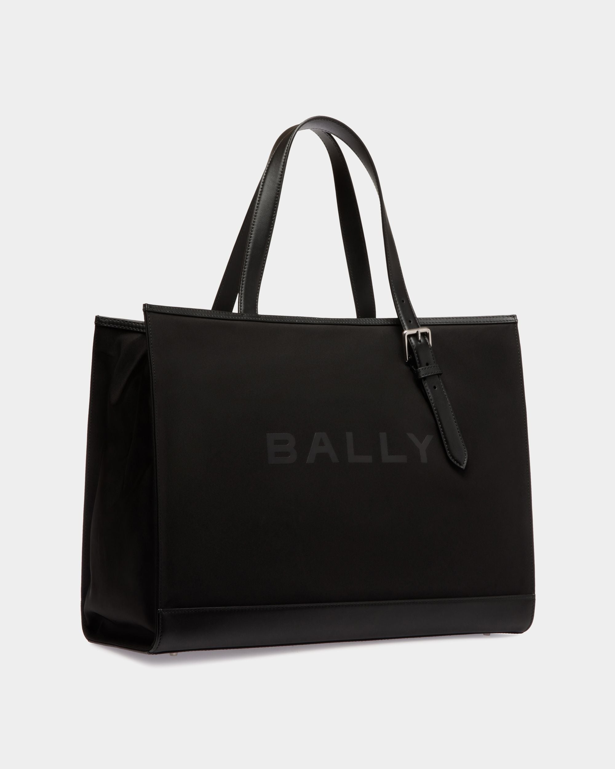 Tote Bag Bar In Nylon E Pelle Neri - Uomo - Bally - 03