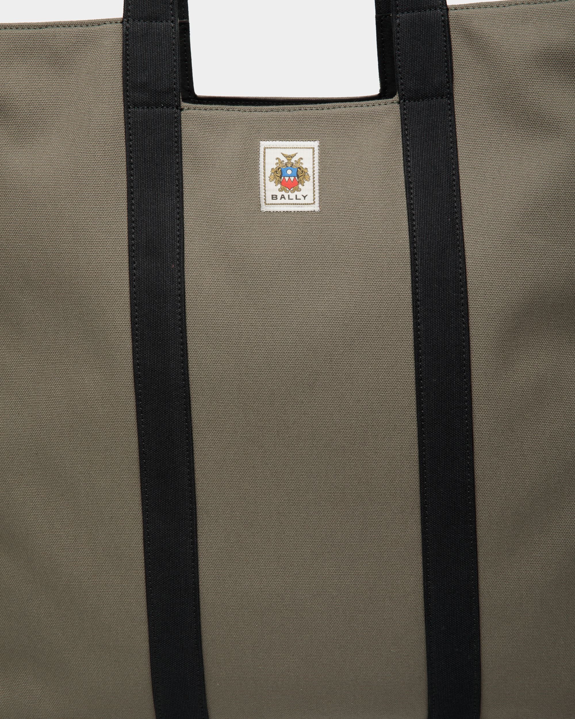 Tote Bag Easy Bally In Tela Di Cotone Military Green - Uomo - Bally - 05