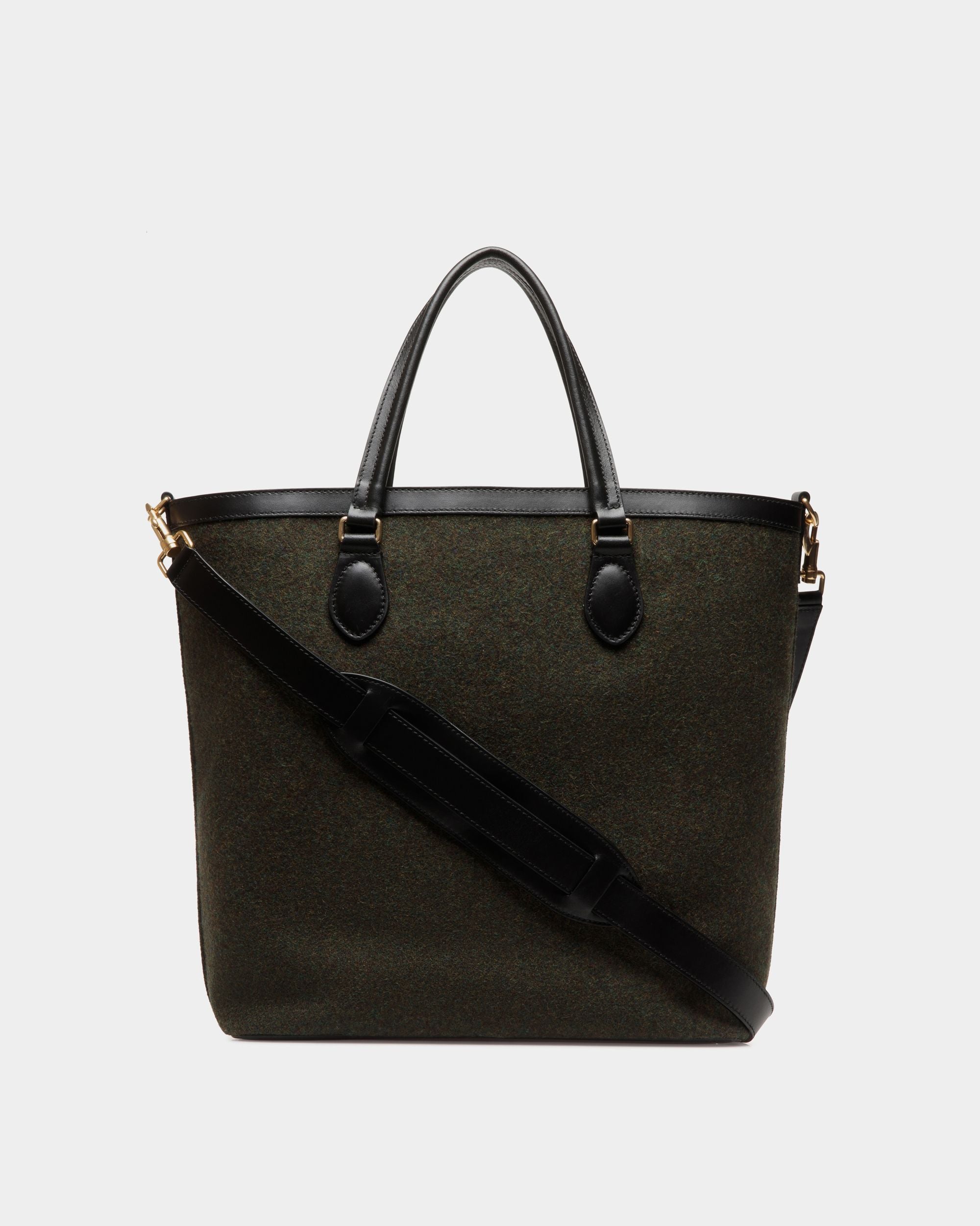 Beckett Tote In Dark Green Wool And Leather - Uomo - Bally - 02