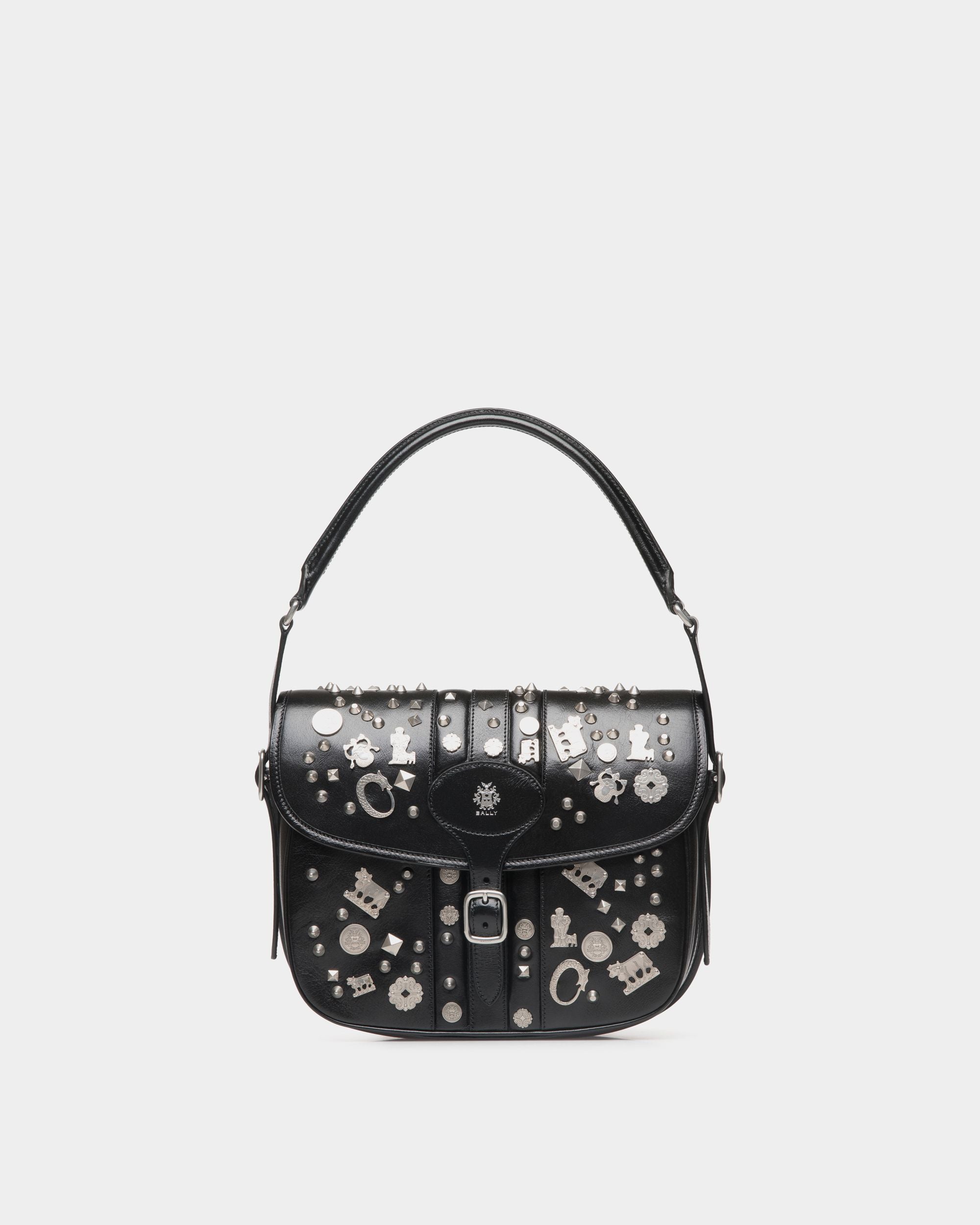 Borsa A Tracolla Beckett In Pelle Nera Con Borchie - Uomo - Bally - 01