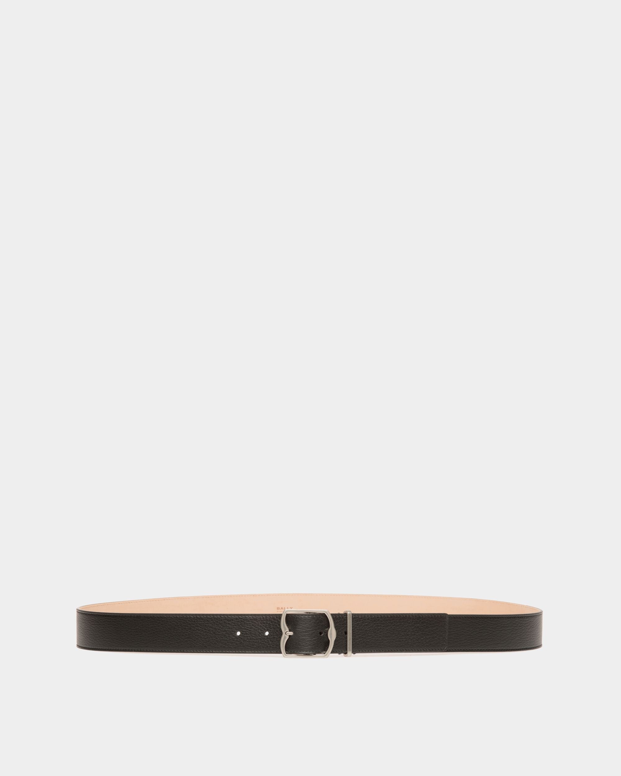 Emblem 35mm Belt in Black Grained Leather - Uomo - Bally - 01