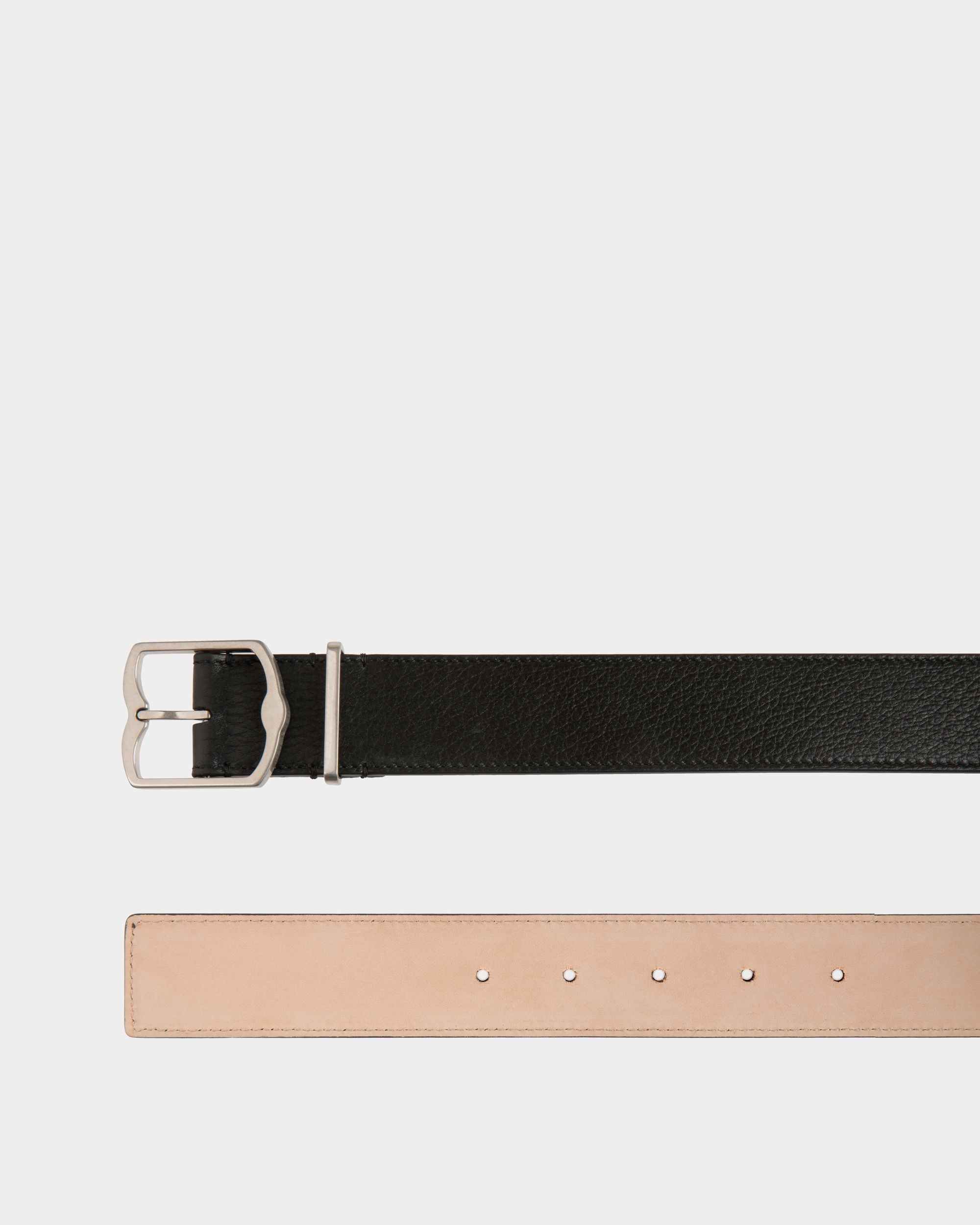 Emblem 35mm Belt in Black Grained Leather - Uomo - Bally - 02