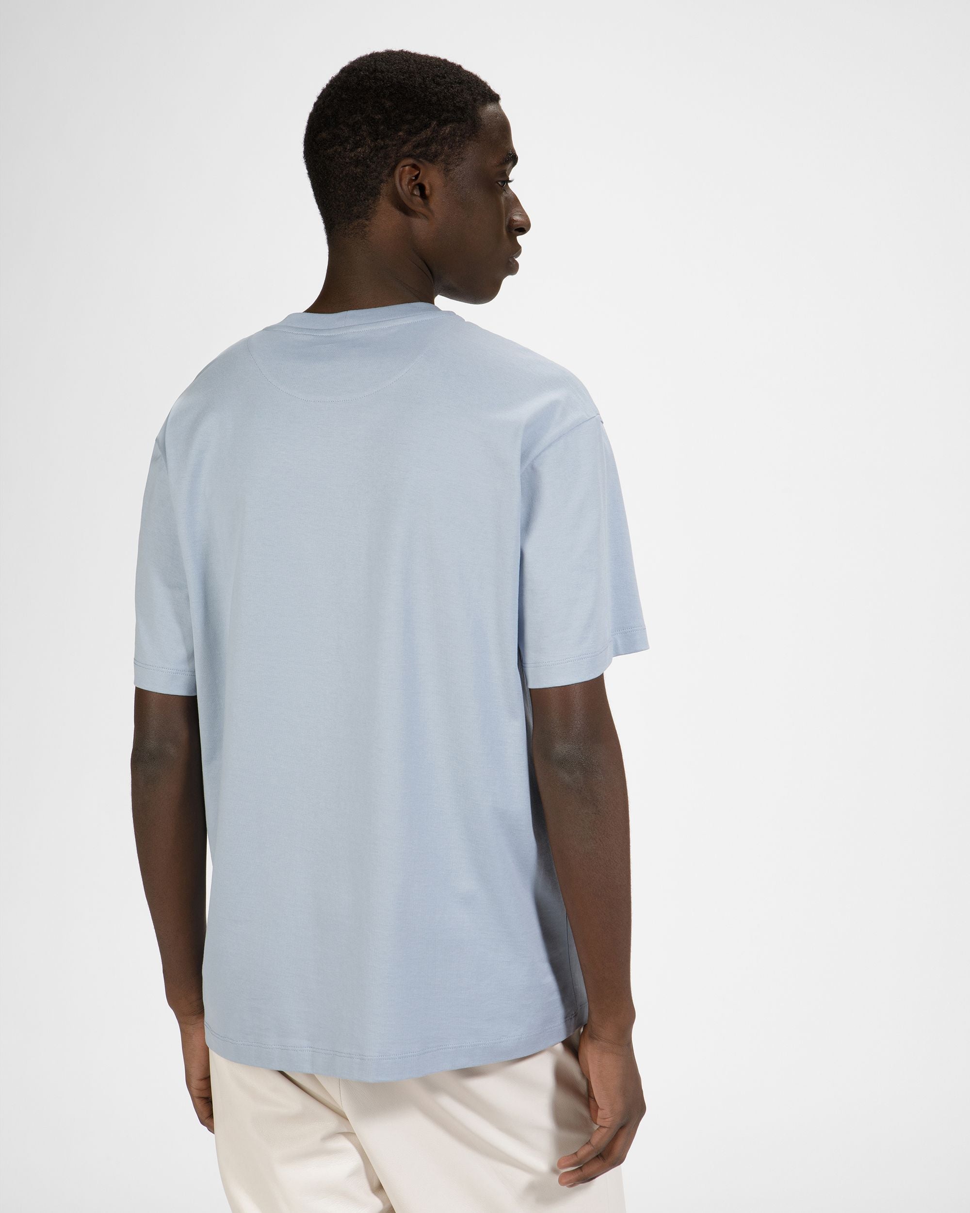 T-Shirt In Cotone Azzurro E Avorio - Uomo - Bally - 05