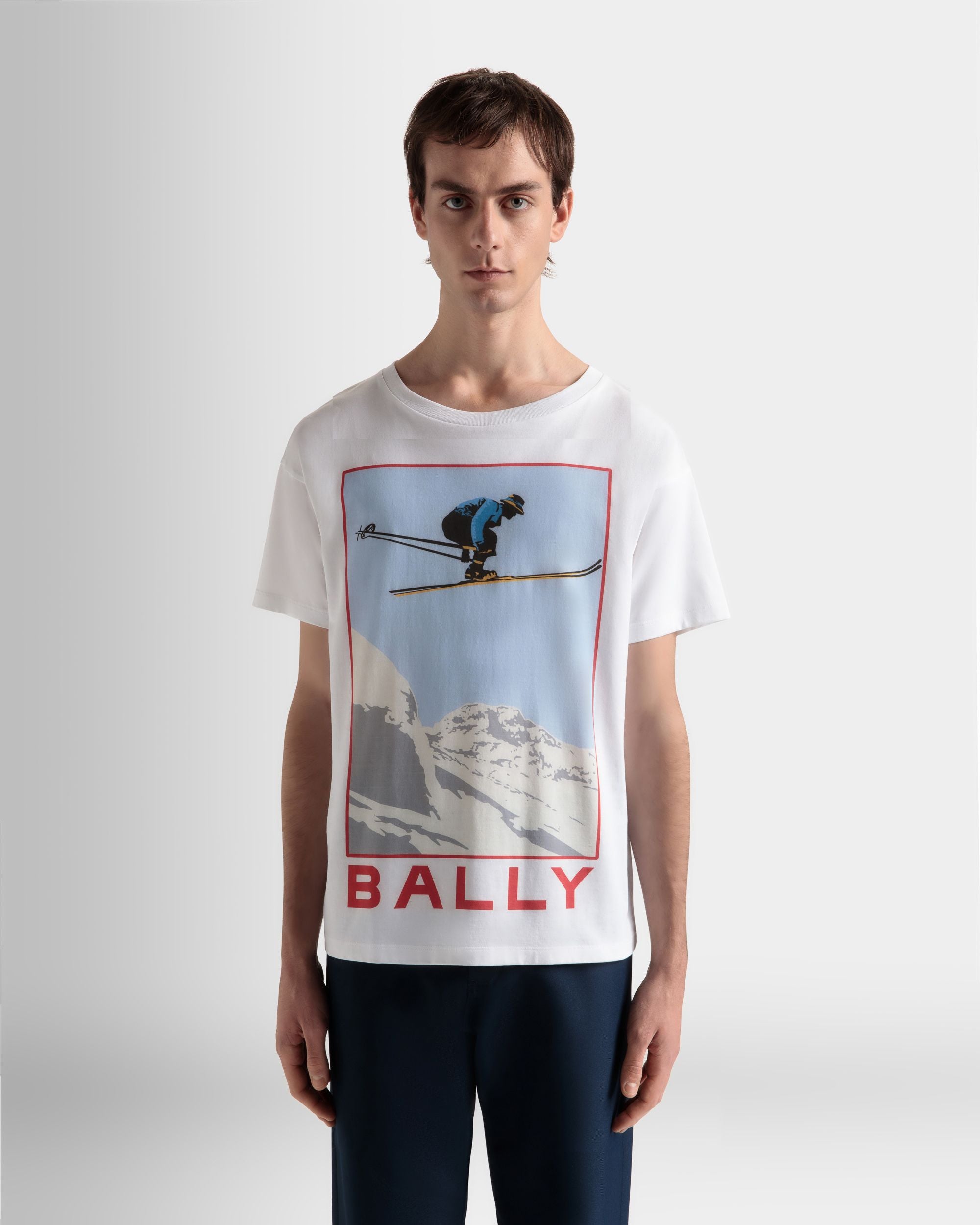 T-Shirt In Cotone Bianco Con Stampa - Uomo - Bally - 03