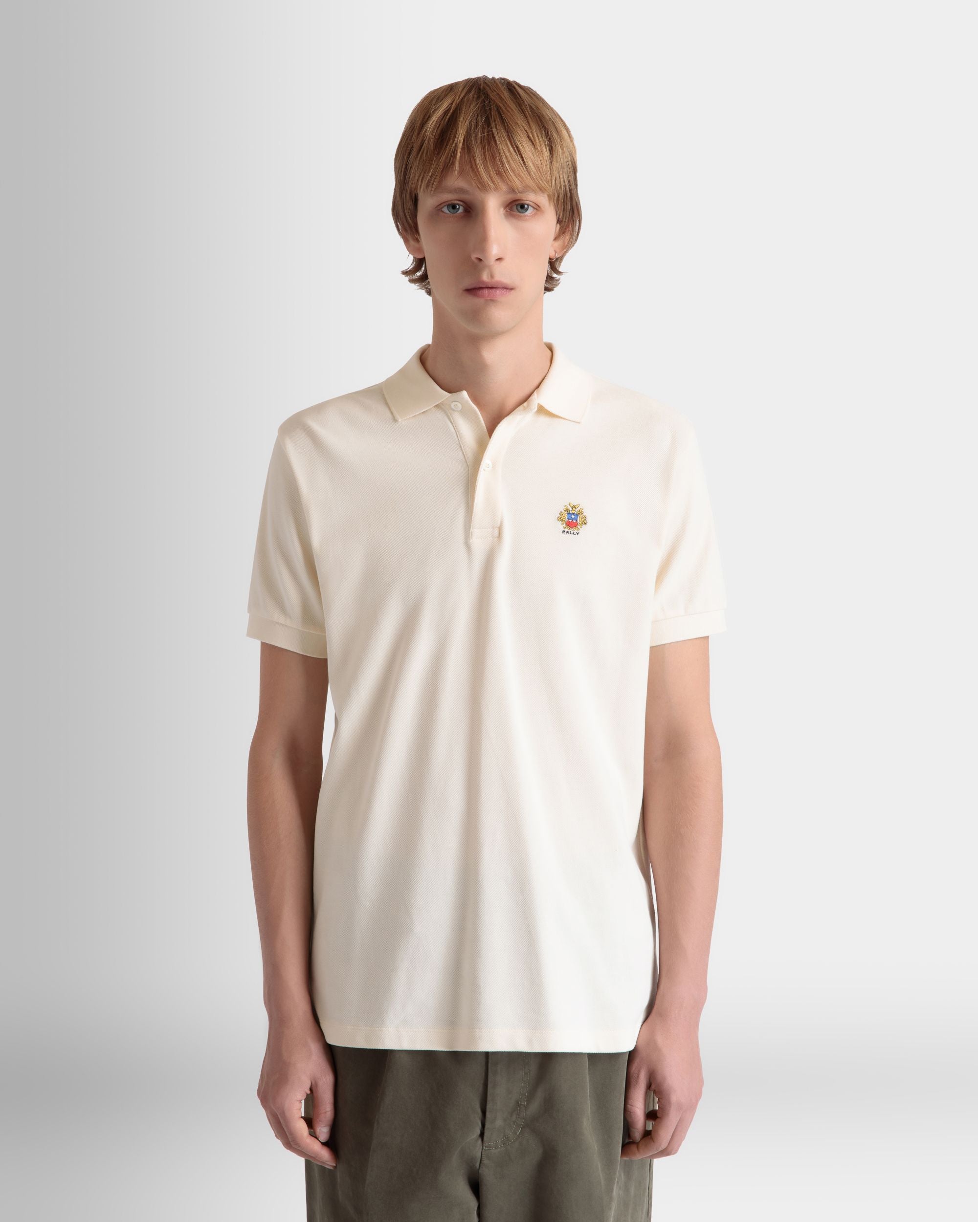 Polo In Cotone Bianco Con Logo Bally Crest - Uomo - Bally - 05