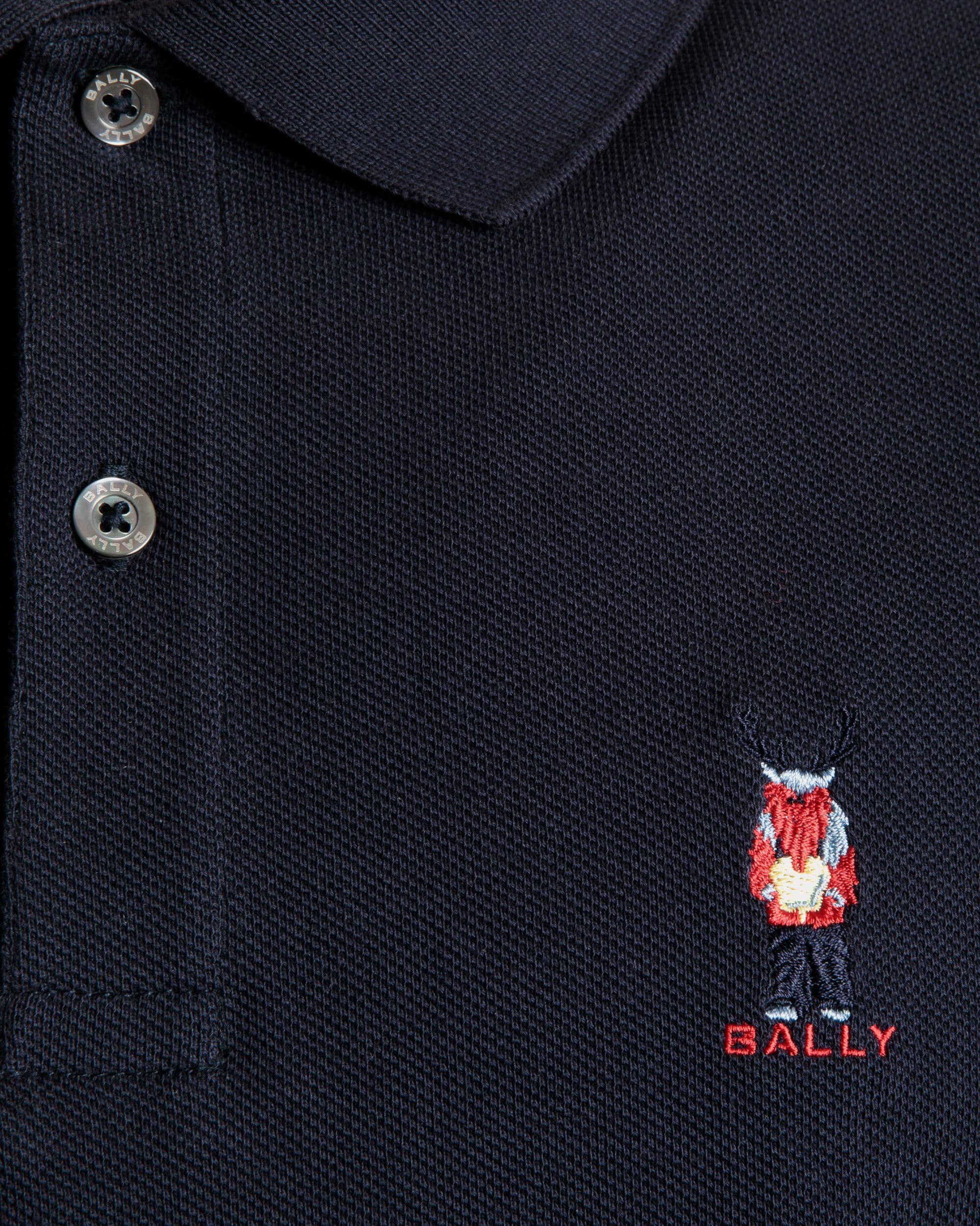 Polo In Cotone Navy Blue Con Ricamo Forest Mask - Uomo - Bally - 02