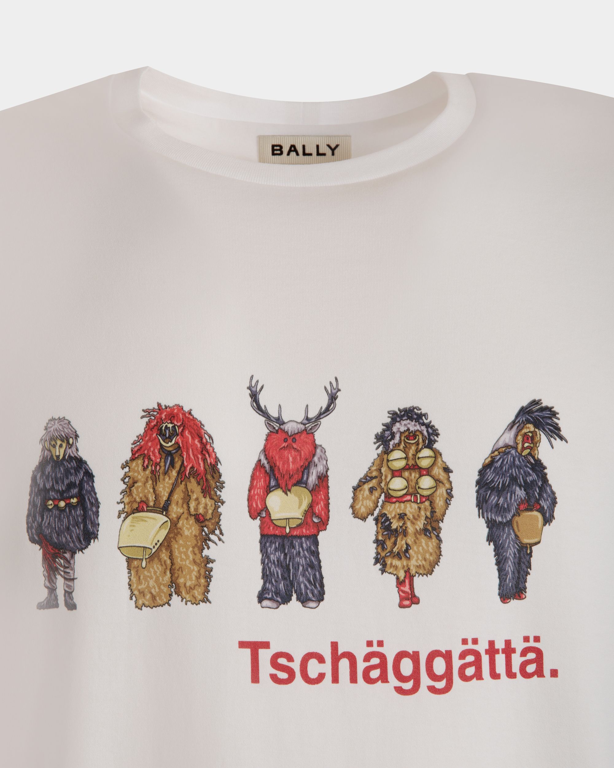 T-Shirt In Cotone Bianco Con Ricamo Forest Mask - Uomo - Bally - 02