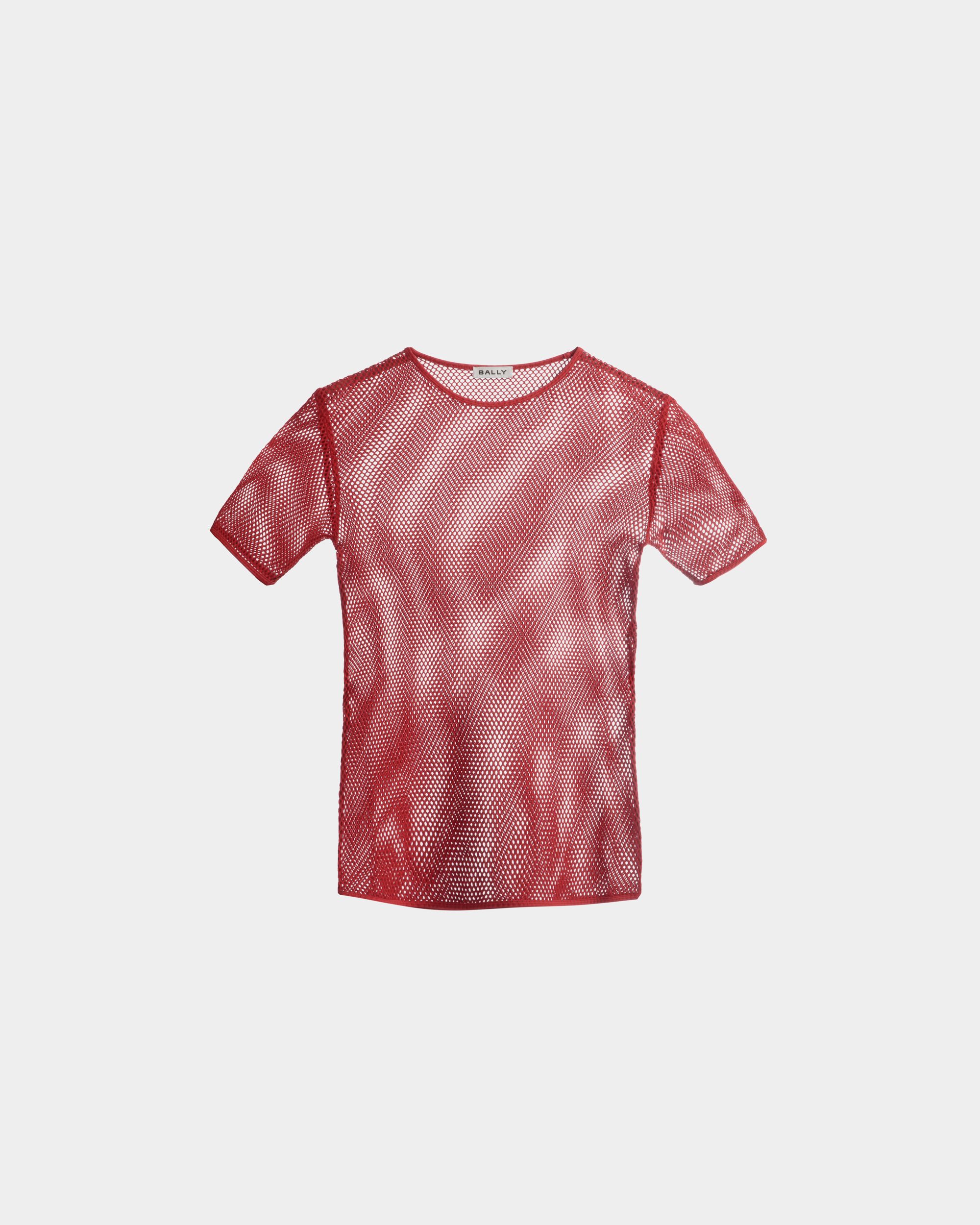 T-Shirt In Mesh Di Cotone Rosso - Uomo - Bally - 01