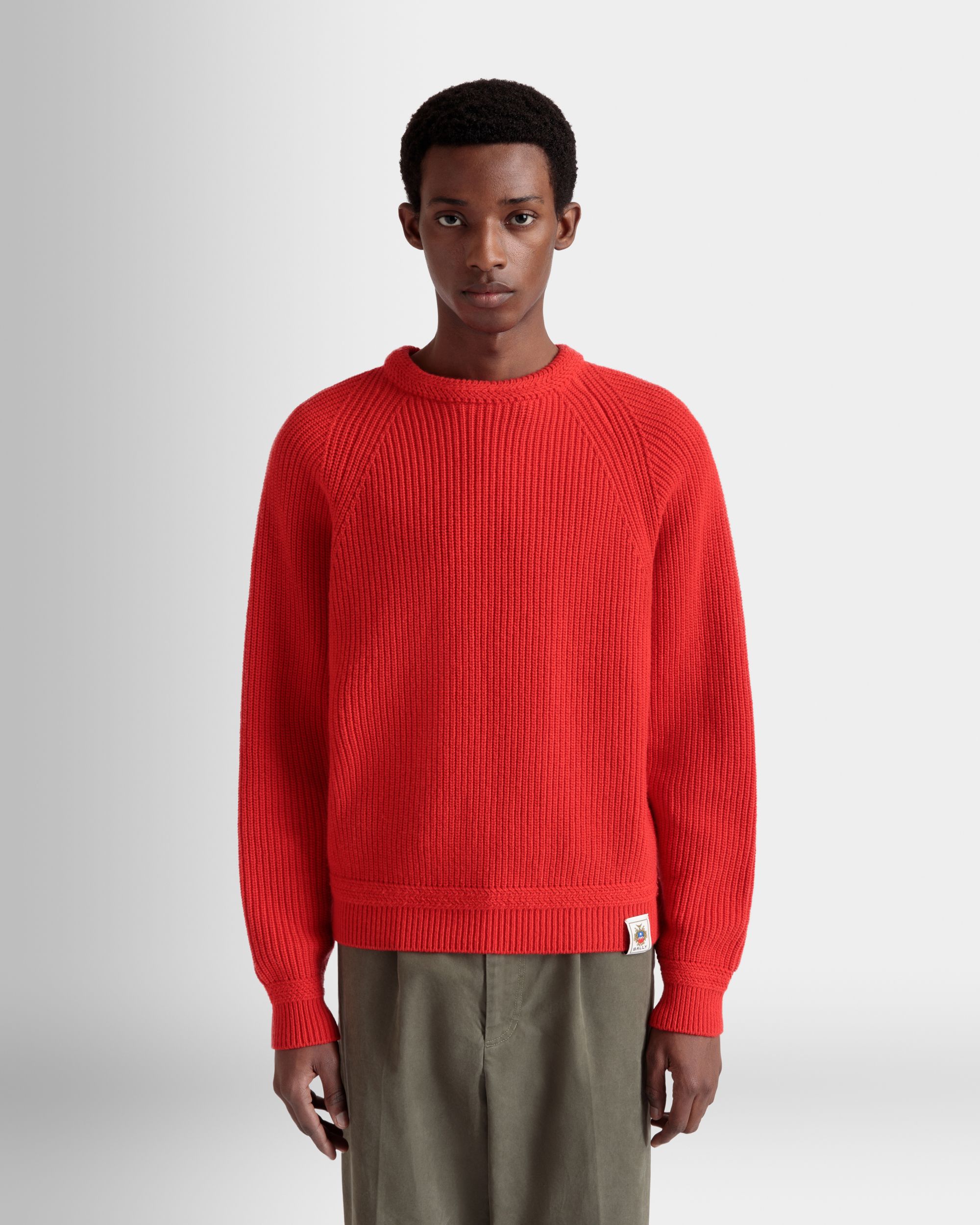 Pullover Girocollo In Lana Candy Red Con Logo Bally Crest - Uomo - Bally - 03