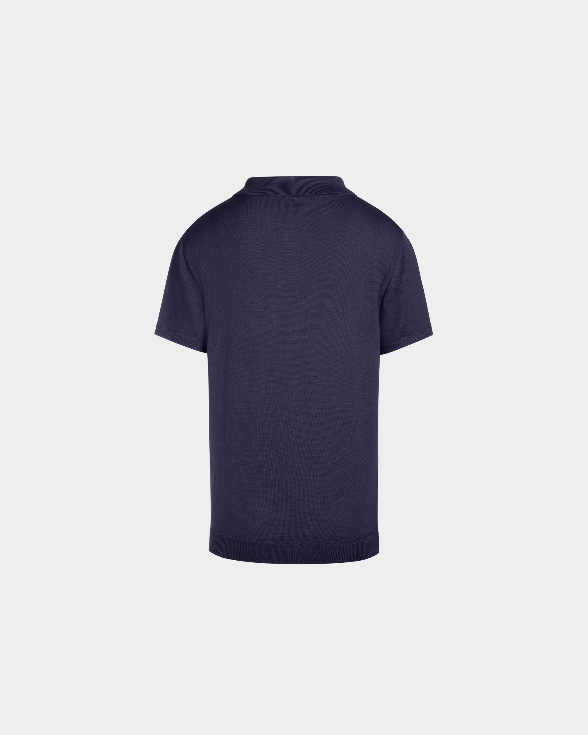 Polo In Lana E Cashmere Navy Blue Con Stemma Crest Ricamato - Uomo - Bally - 03