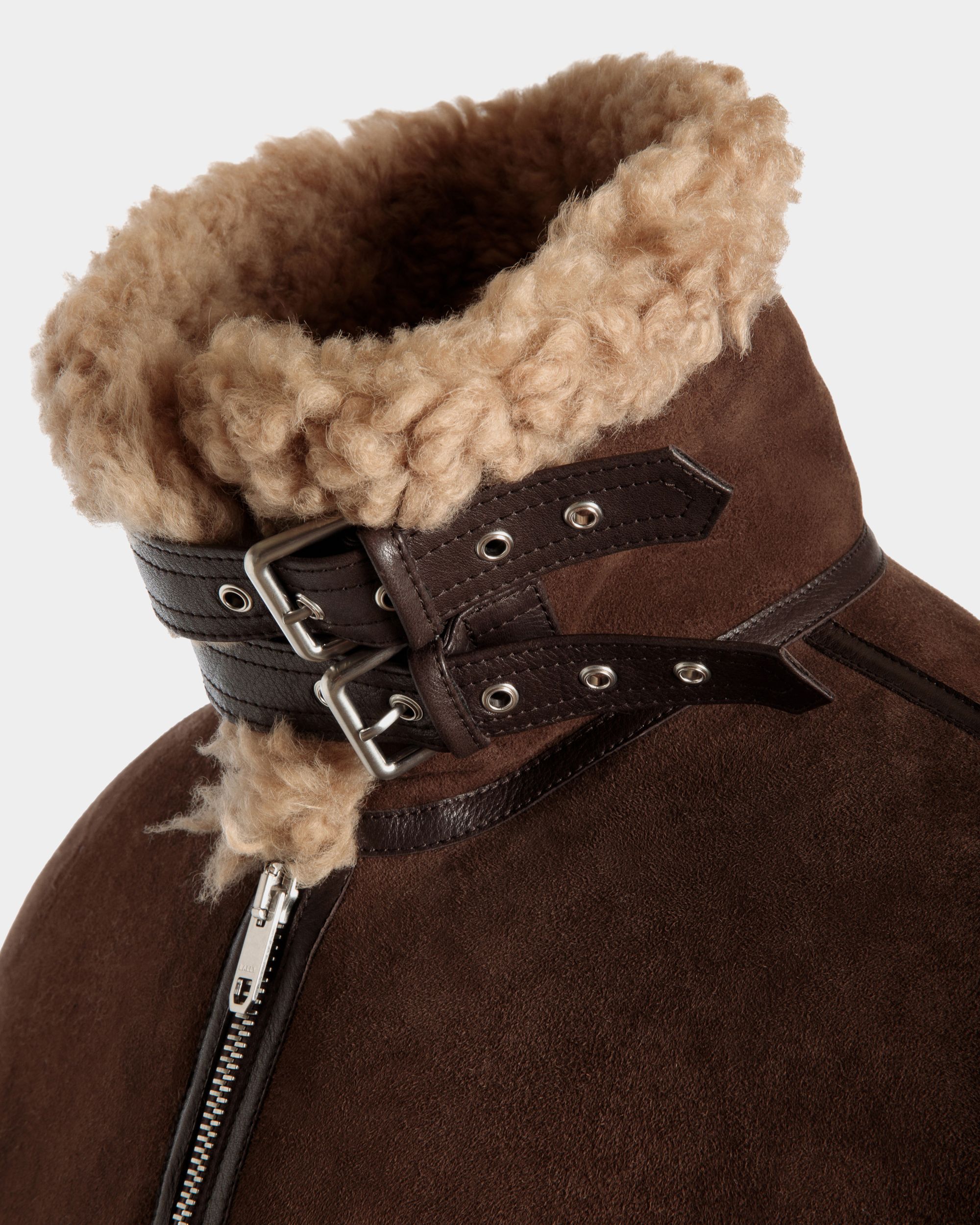 Giacca Aviator In Shearling Marrone E Beige - Uomo - Bally - 02