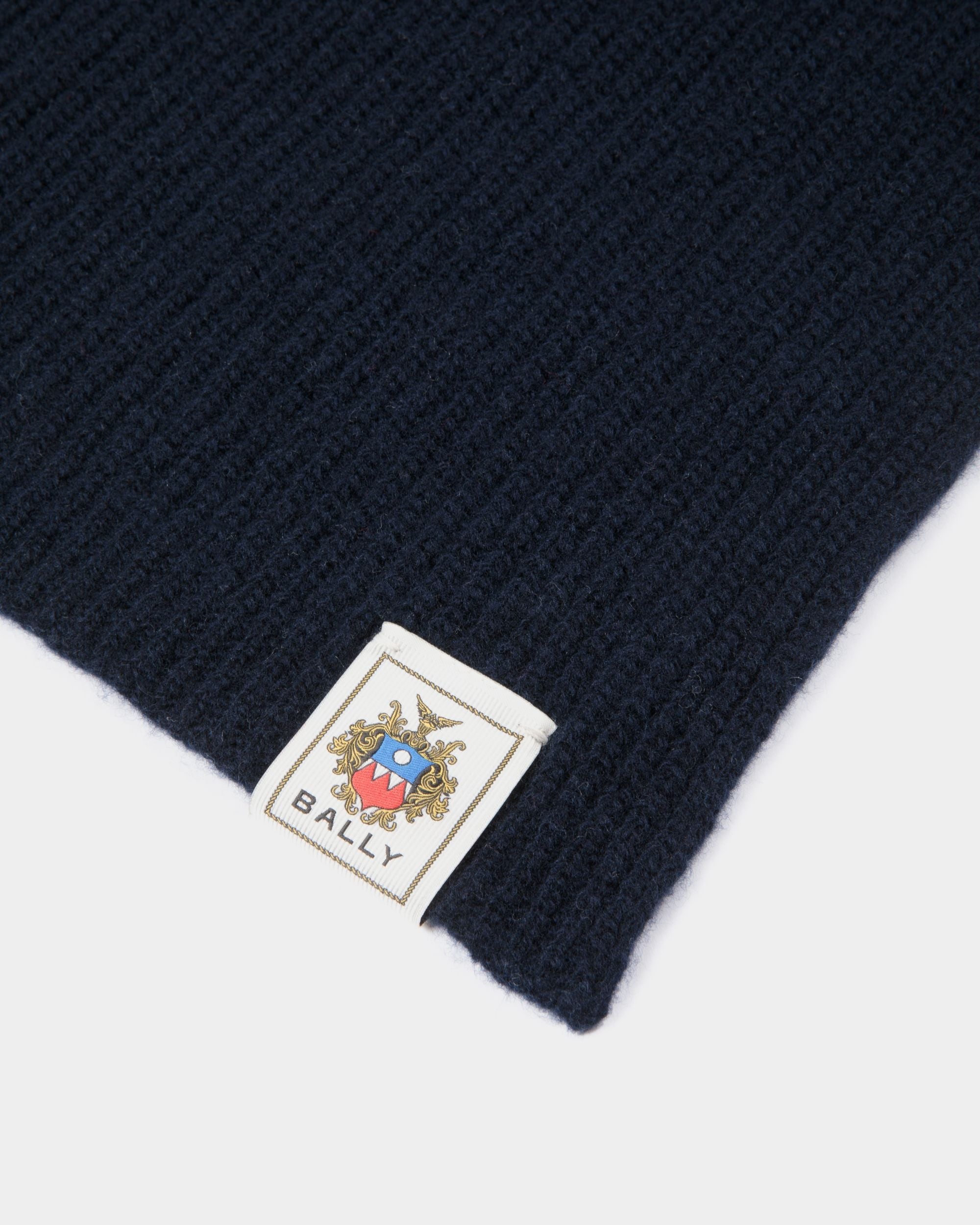 Sciarpa In Lana Navy Blue Con Logo Bally Crest - Uomo - Bally - 02