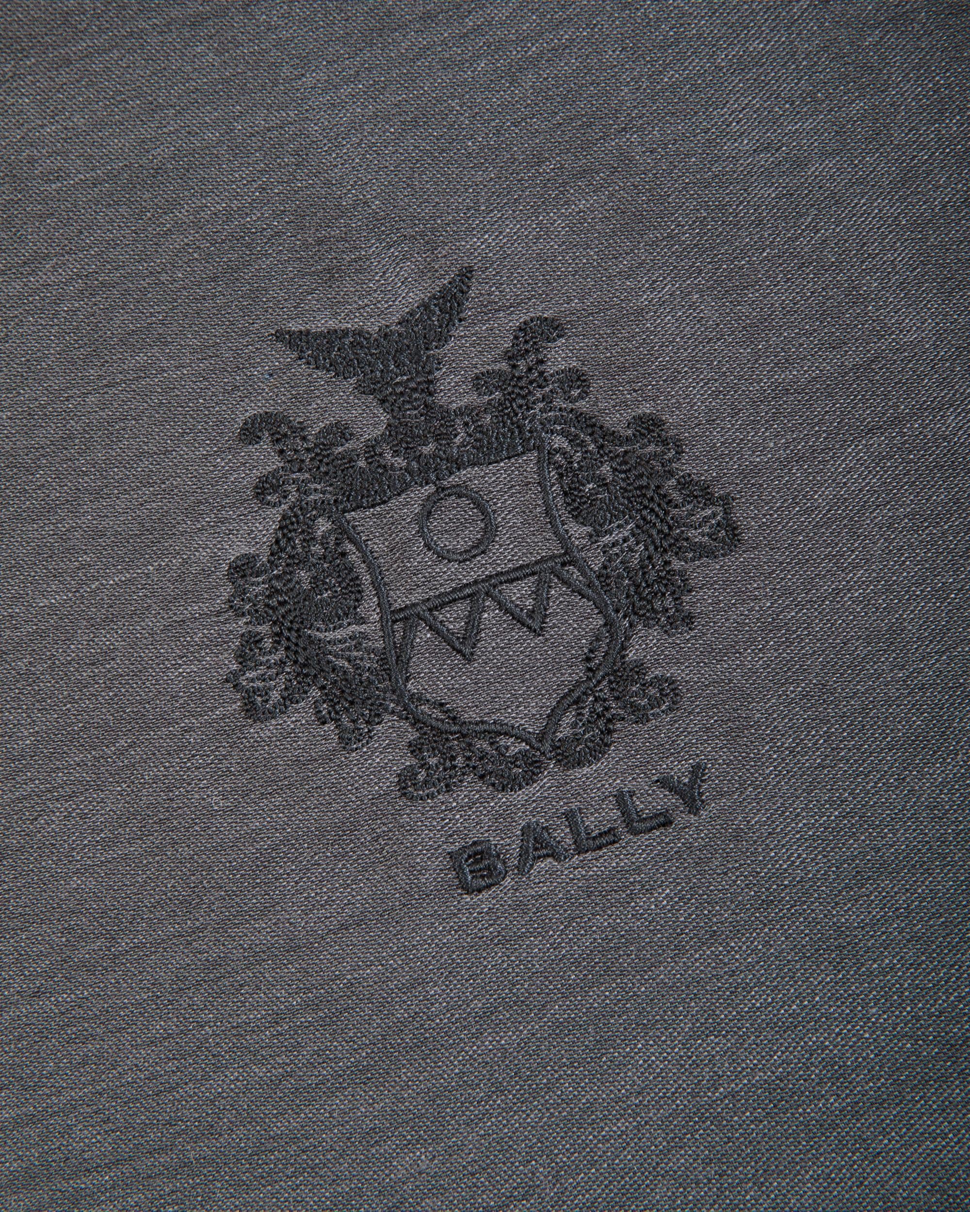 Sciarpa In Cashmere E Seta Grigio Scuro Con Stemma Bally Crest - Uomo - Bally - 02