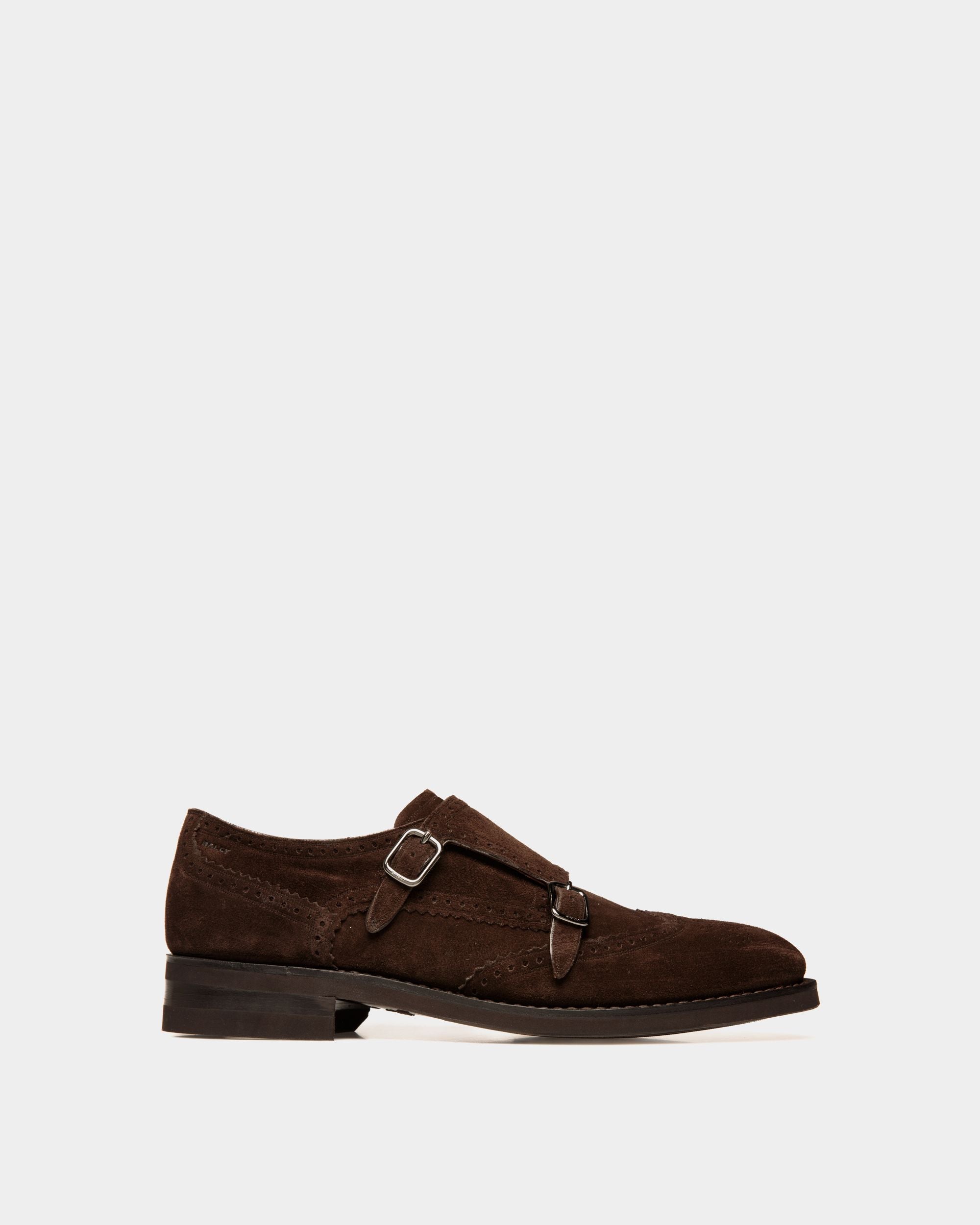 Scarpa Monk-Strap Scribe Un In Pelle Scamosciata Color Ebano - Uomo - Bally - 01