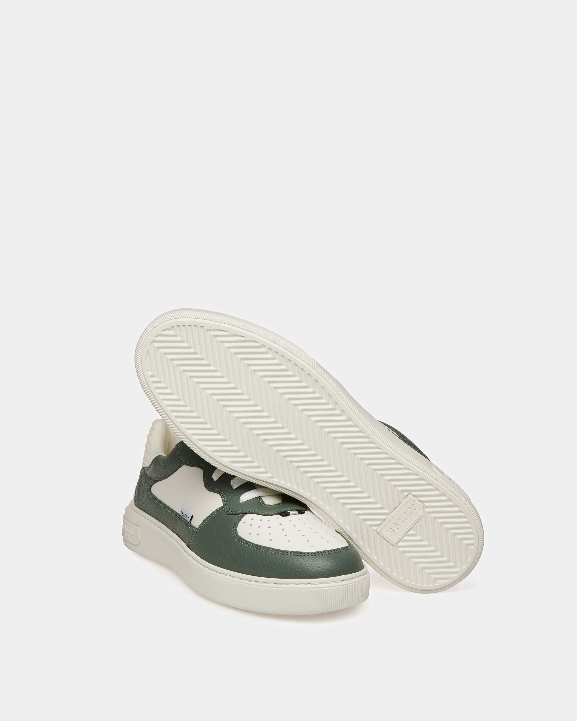 Mark Sneaker In Pelle E Tessuto Verde Salvia E Bianco - Uomo - Bally - 05