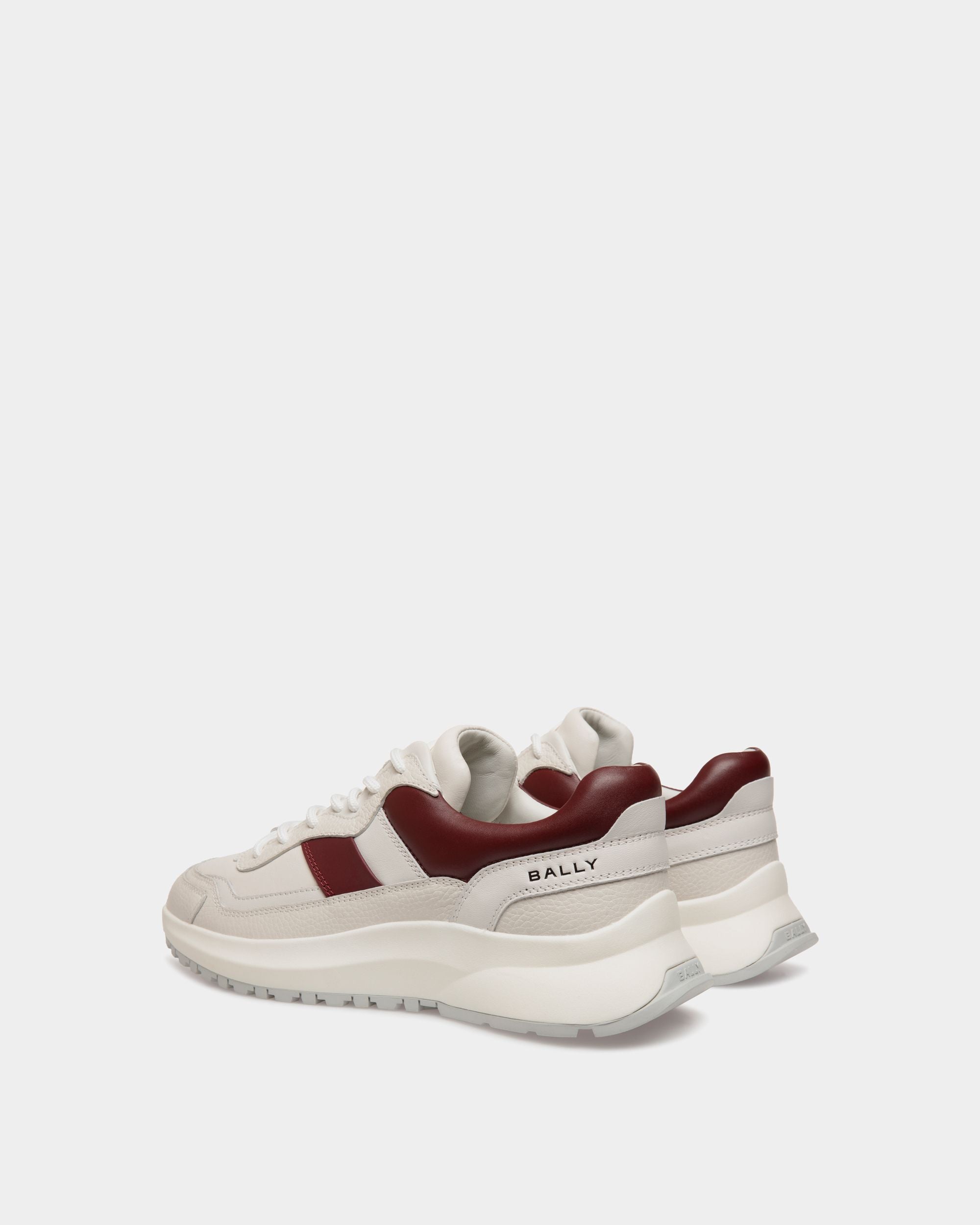 Sneaker Outline In Pelle Bianca E Heritage Red - Uomo - Bally - 03