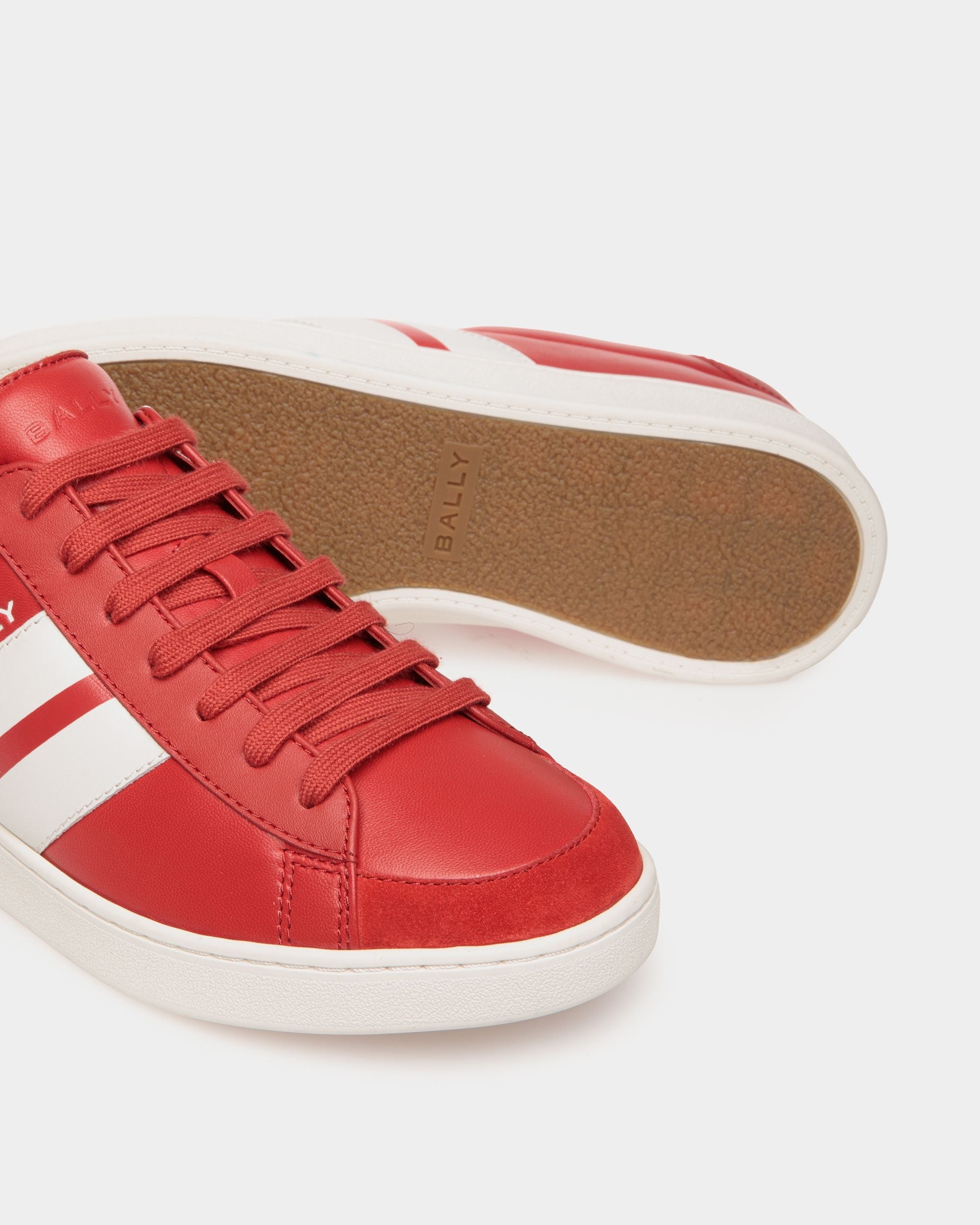 Sneaker Tennis In Pelle Candy Red E Bianca - Uomo - Bally - 04