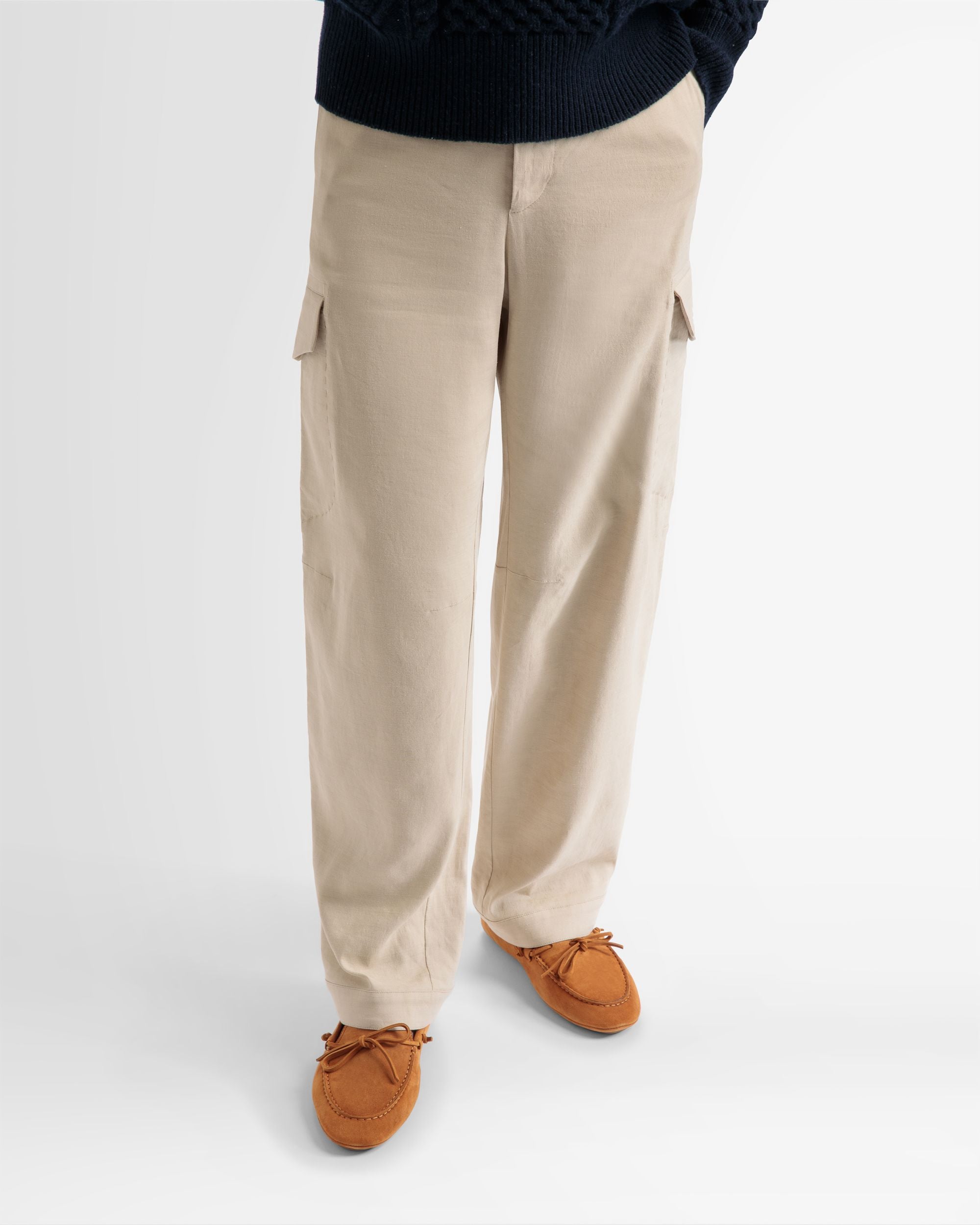 Pantalone A Gamba Dritta Di Lino In Beige - Uomo - Bally - 02