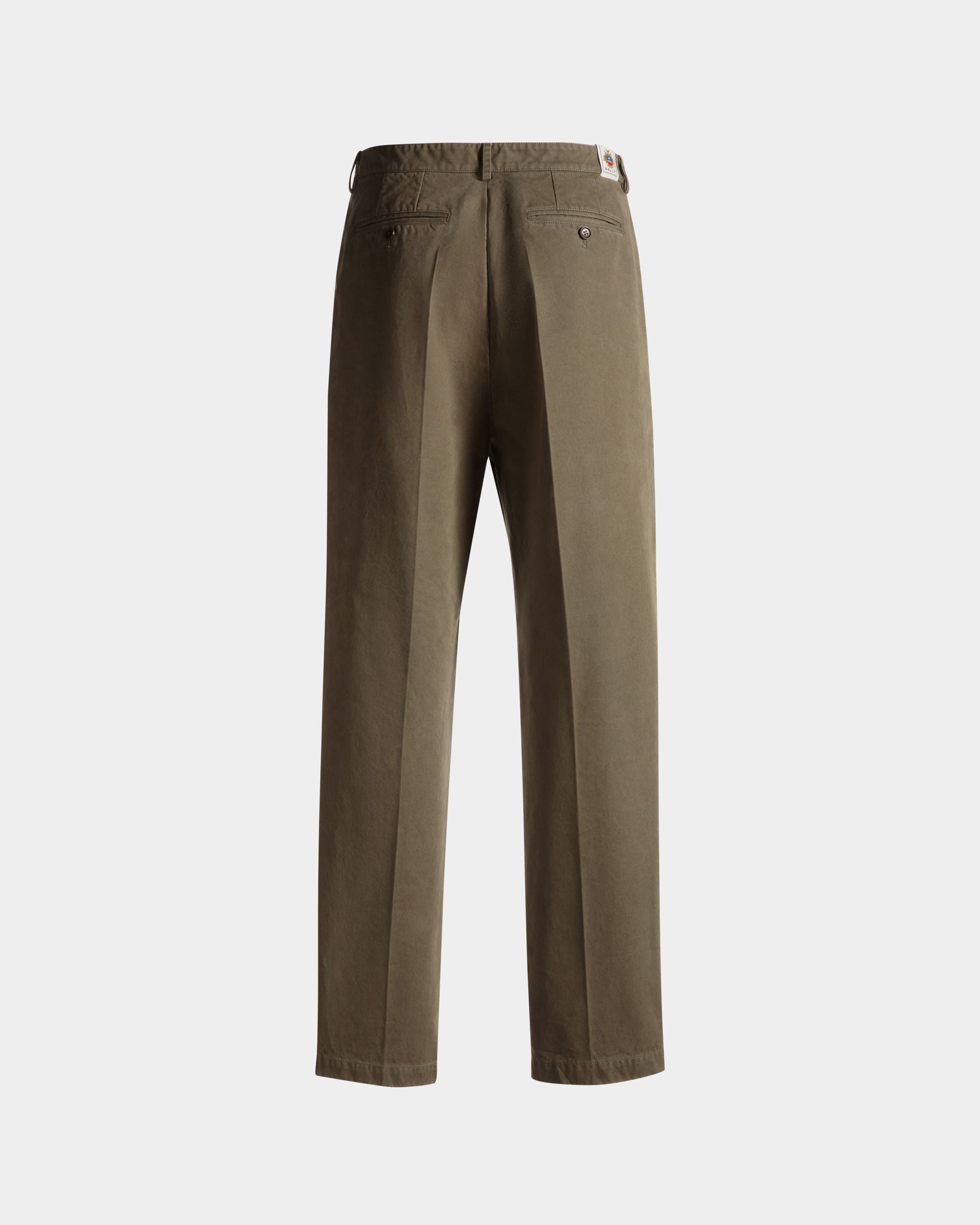 Pantalone Con Pince In Cotone Military Green Dalla Vestibilità Regular - Uomo - Bally - 03