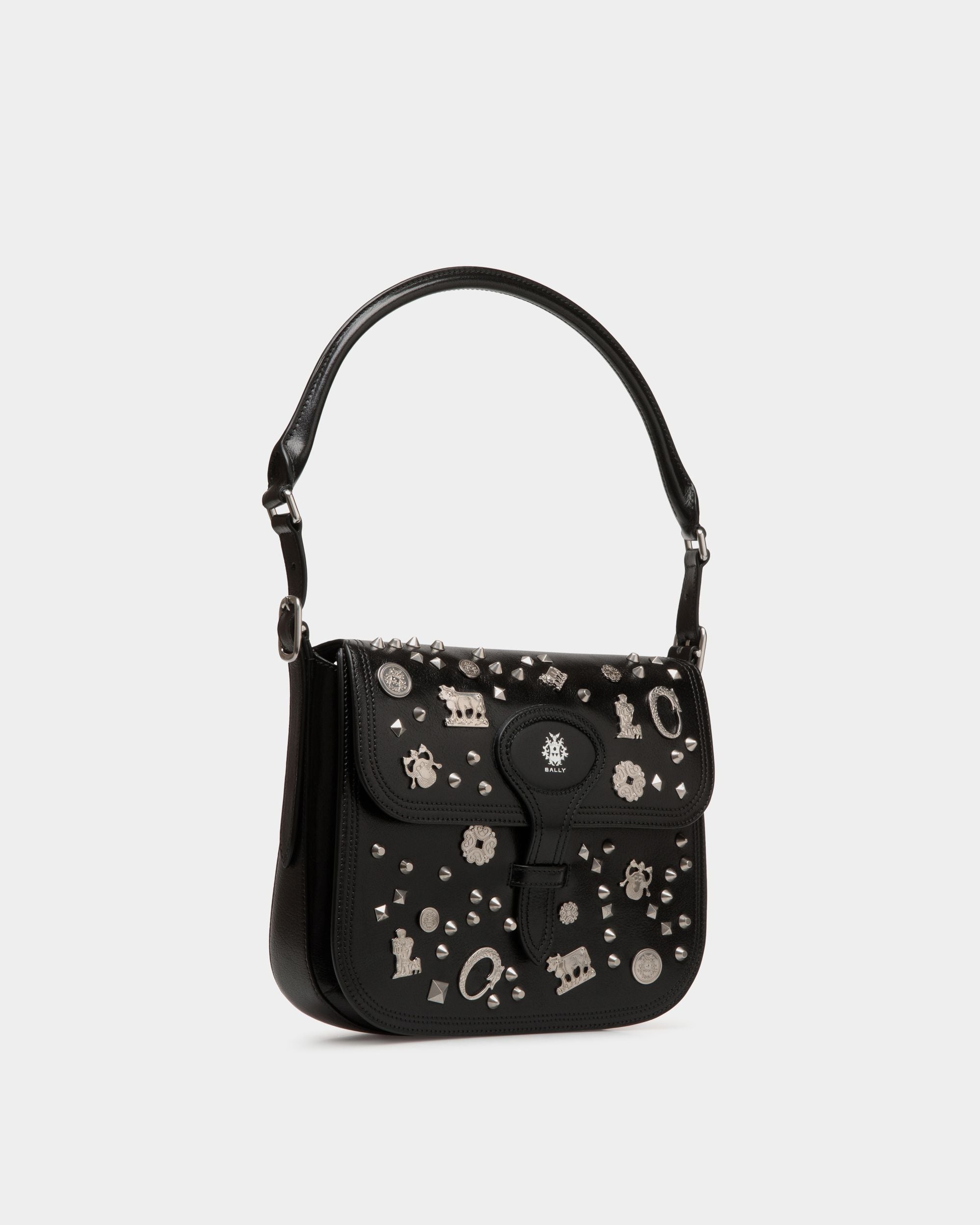 Beckett Crossbody Bag In Black Leather with Studs - Donna - Bally - 04