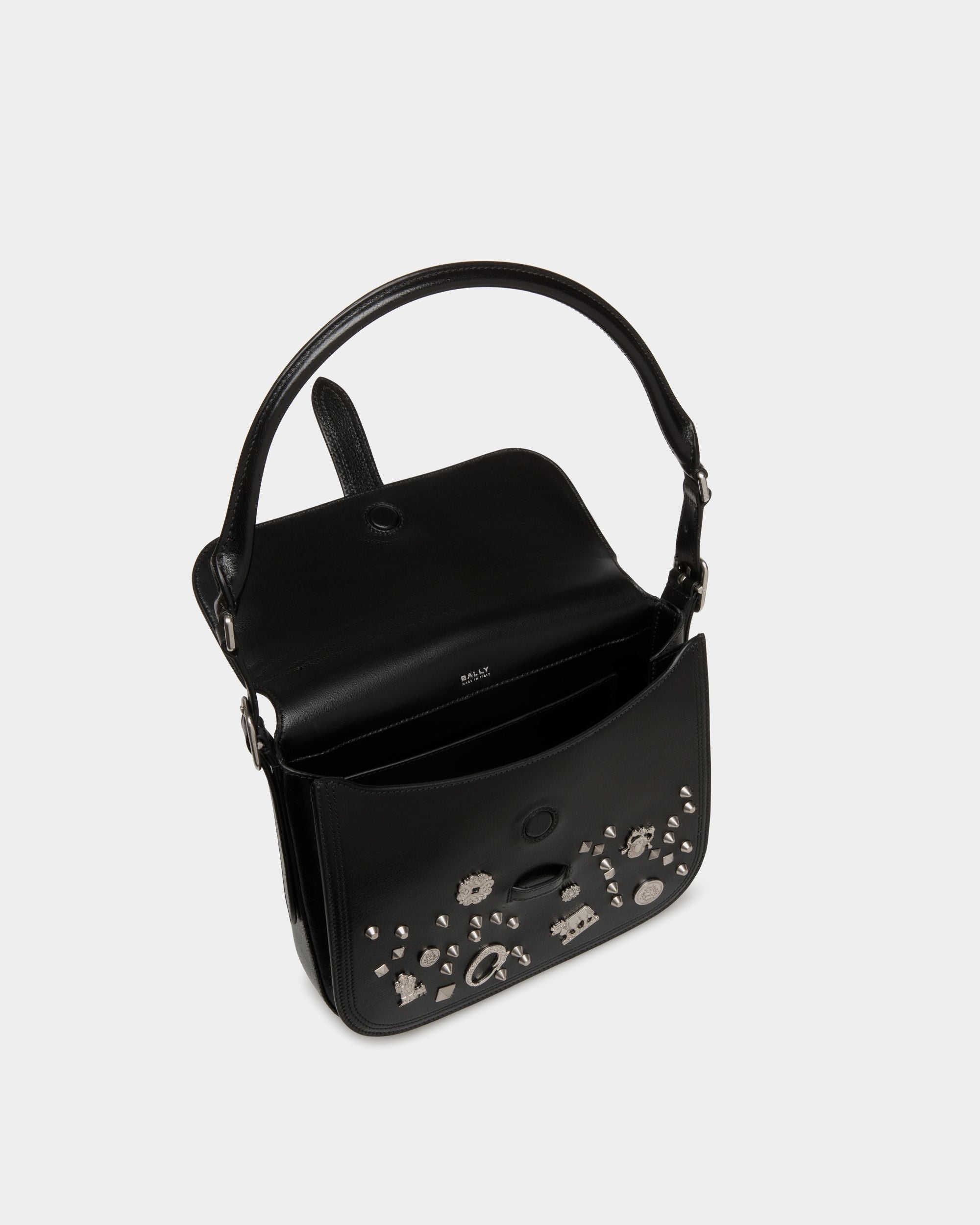 Beckett Crossbody Bag In Black Leather with Studs - Donna - Bally - 05