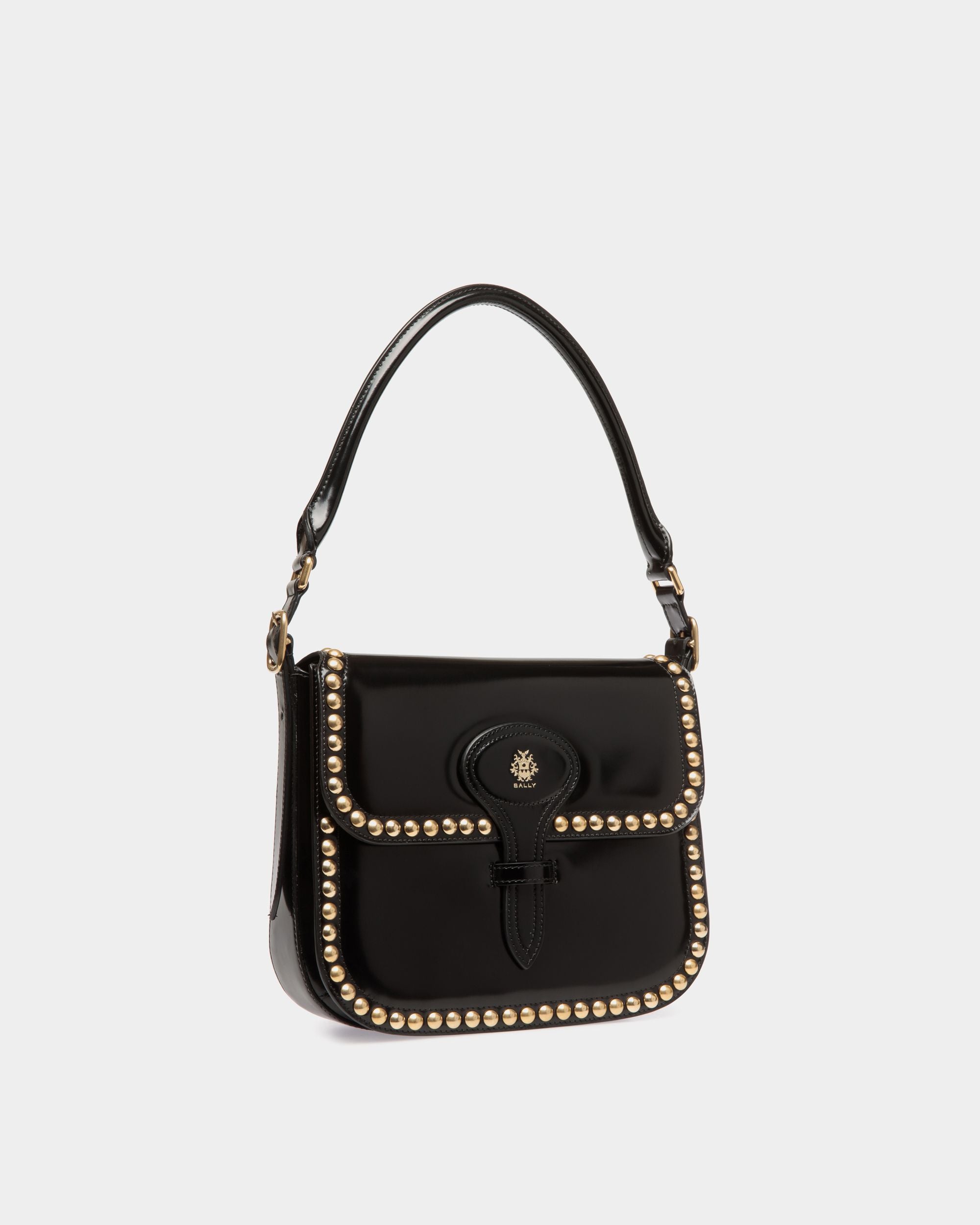 Borsa A Tracolla Beckett In Pelle Nera Con Borchie - Donna - Bally - 03