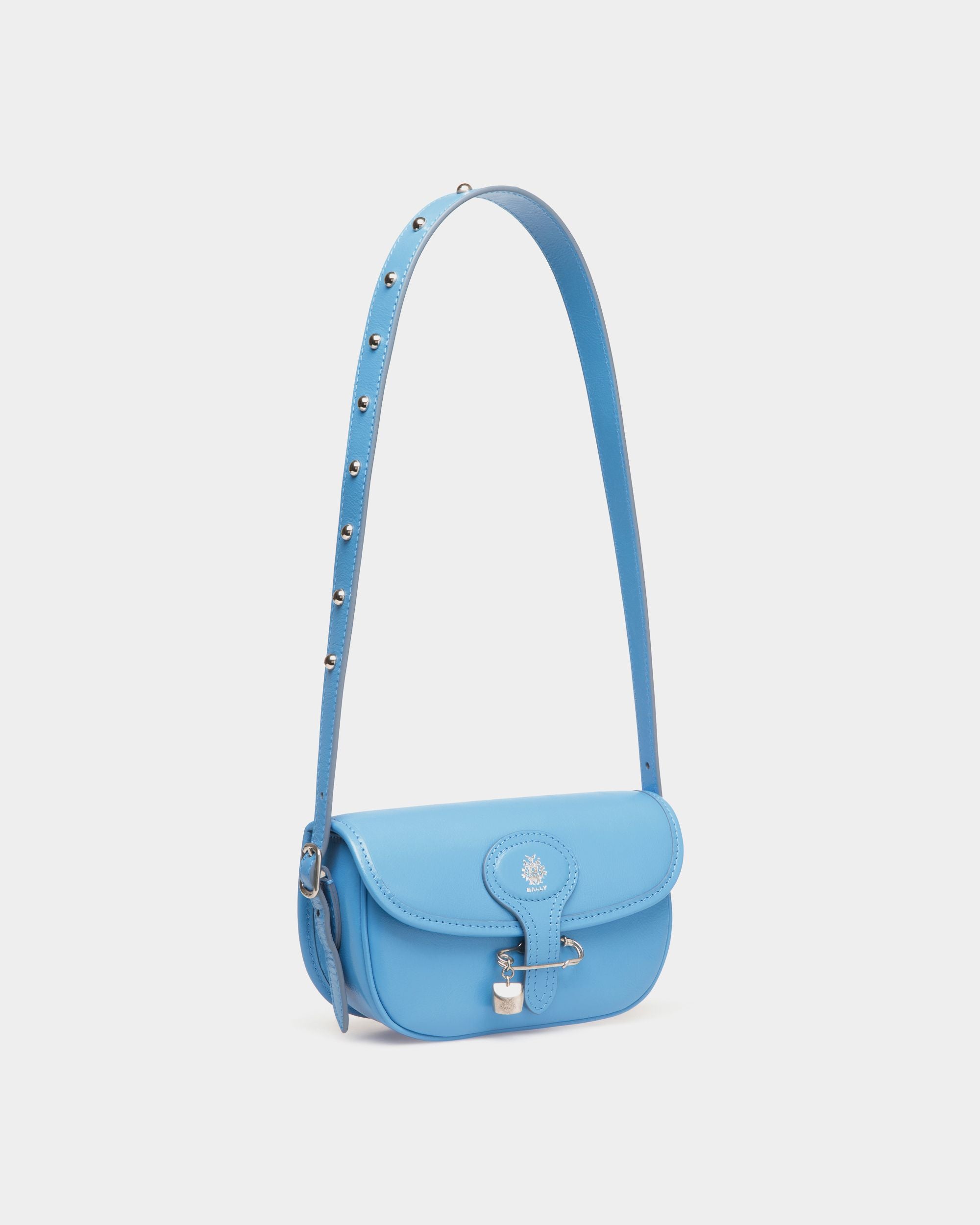 Borsa Mini Beckett In Pelle Blu Con Spilla Bally Pin - Donna - Bally - 03