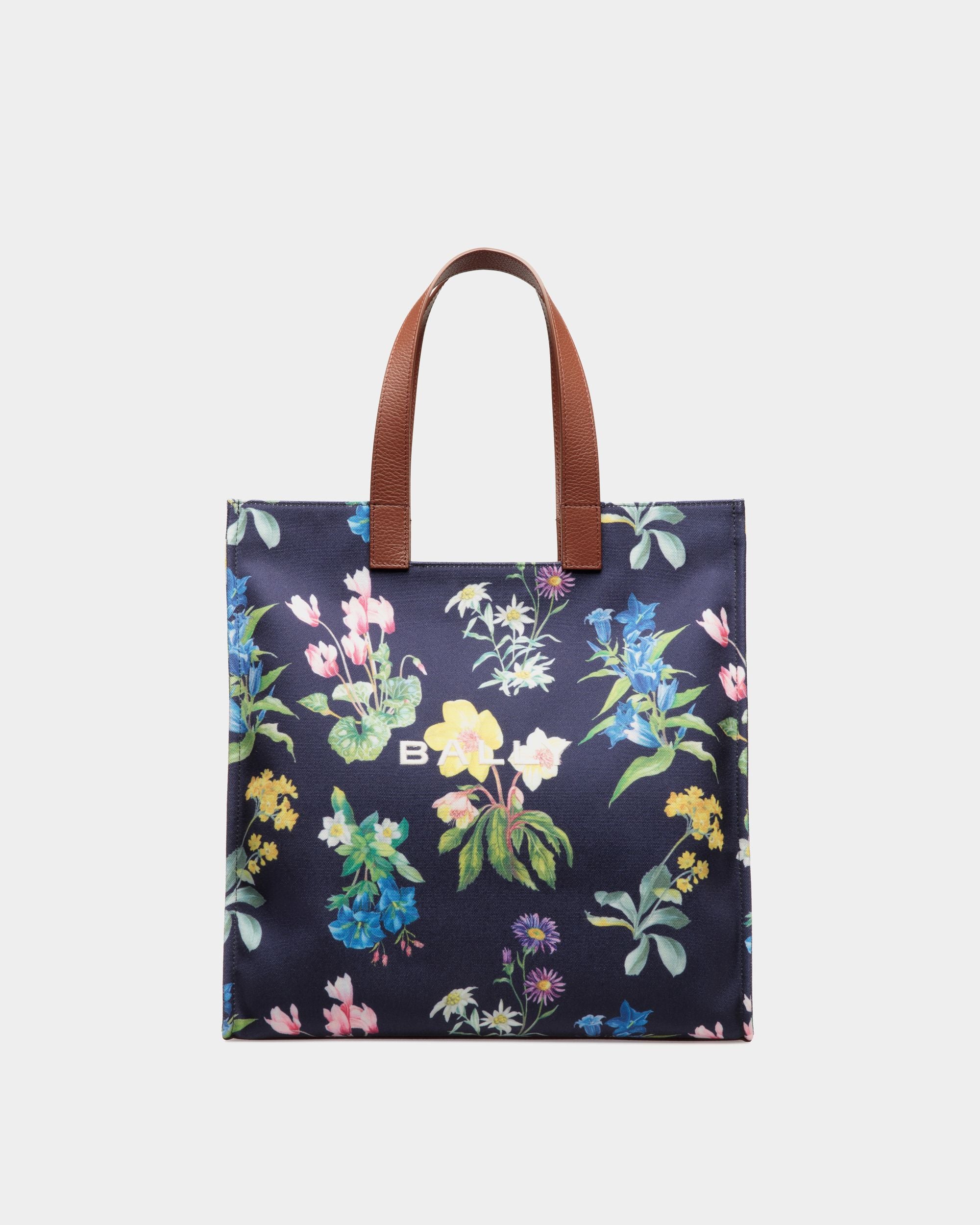 Tote Bag Easy Bally In Pelle E Tela Con Stampa Mountain Flower - Donna - Bally - 01