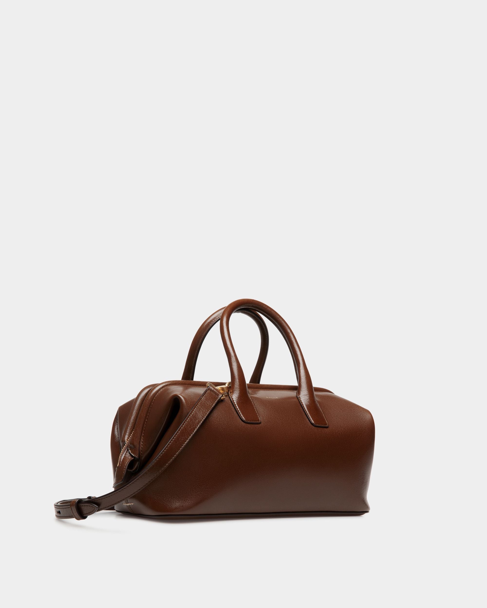 Belle Small Top Handle Bag In Marron Glacé Leather - Donna - Bally - 03