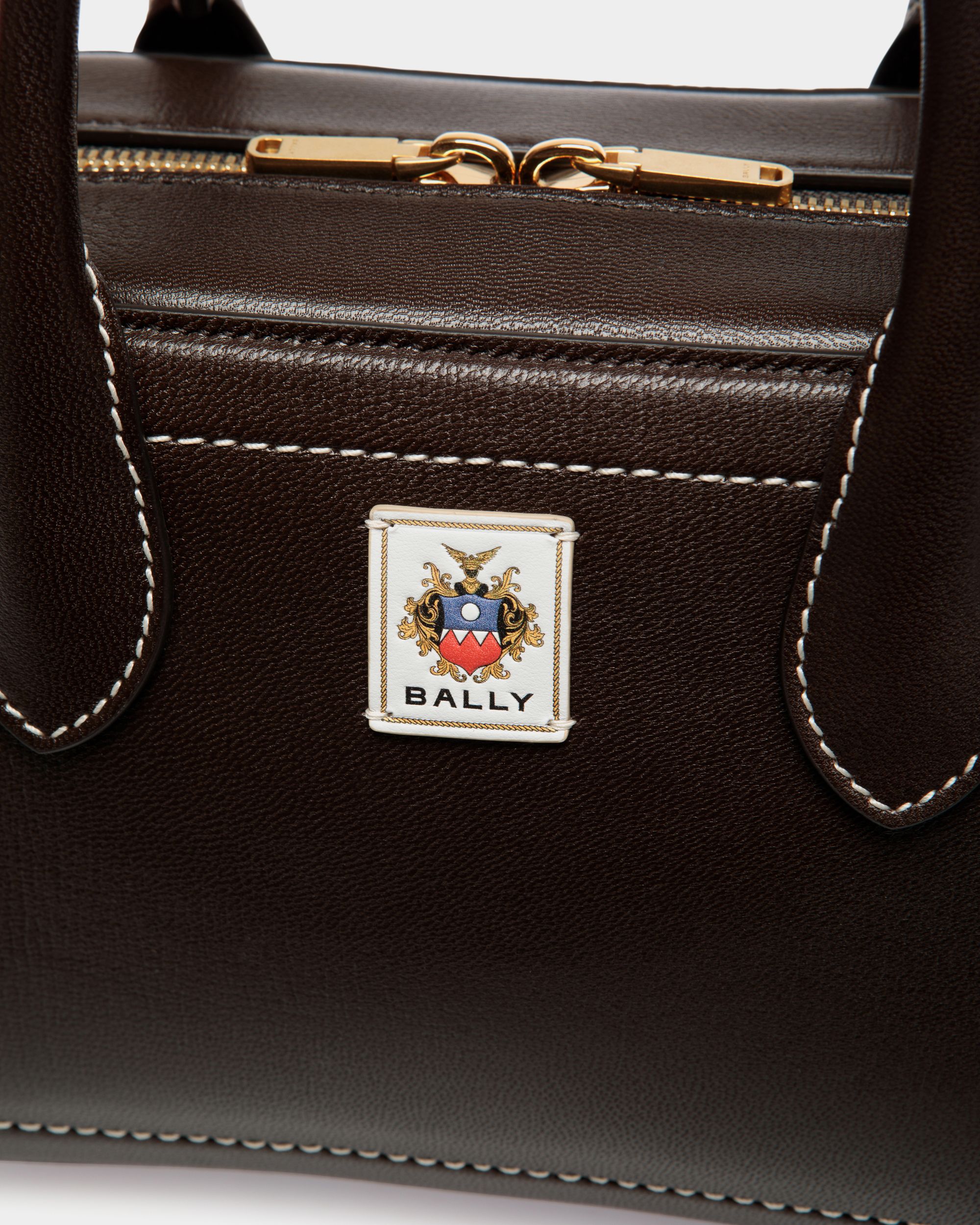 Borsa A Mano Unda In Pelle Granata Color Ebano - Donna - Bally - 05