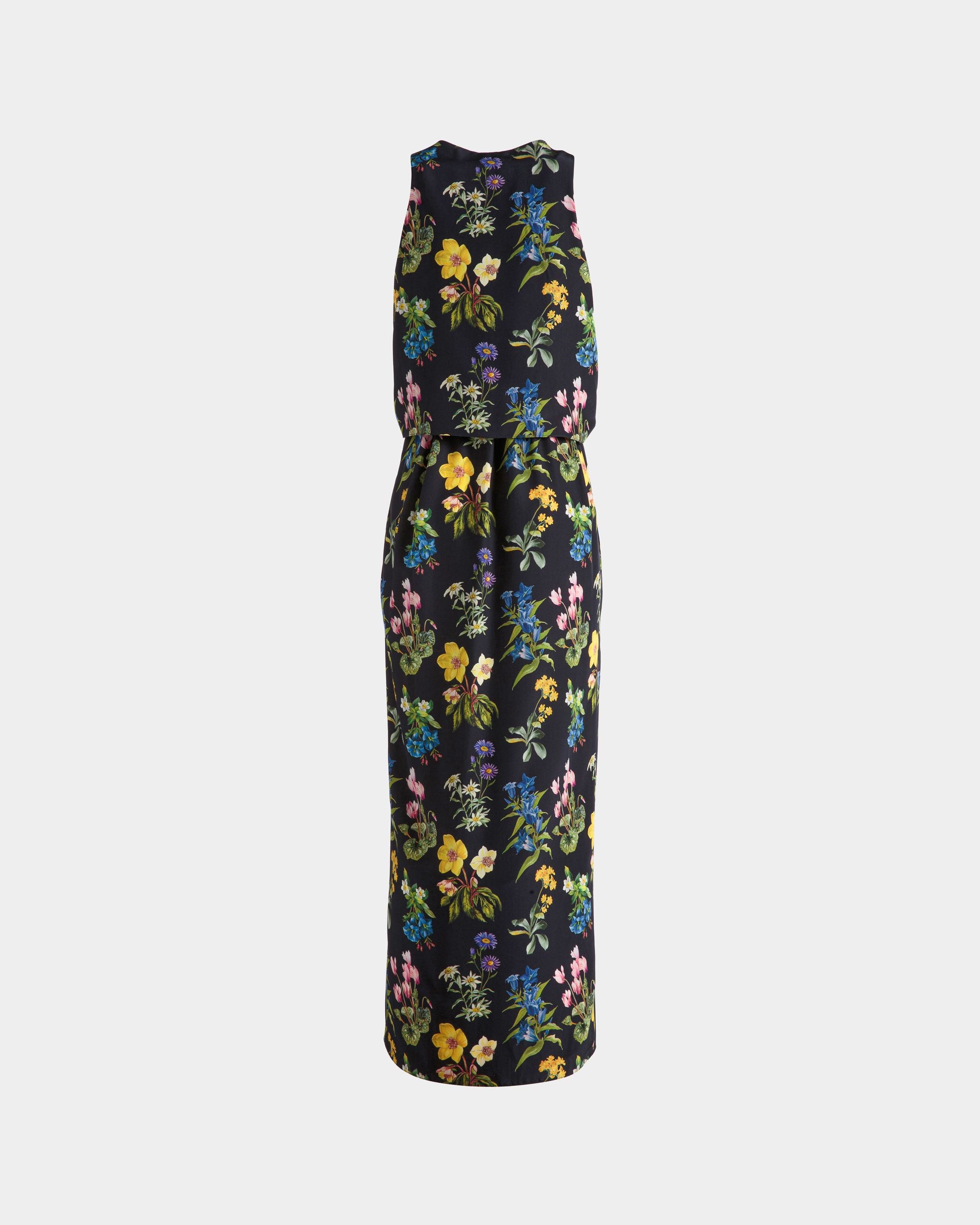 Abito Midi Smanicato In Seta Con Stampa Mountain Flower - Donna - Bally - 08