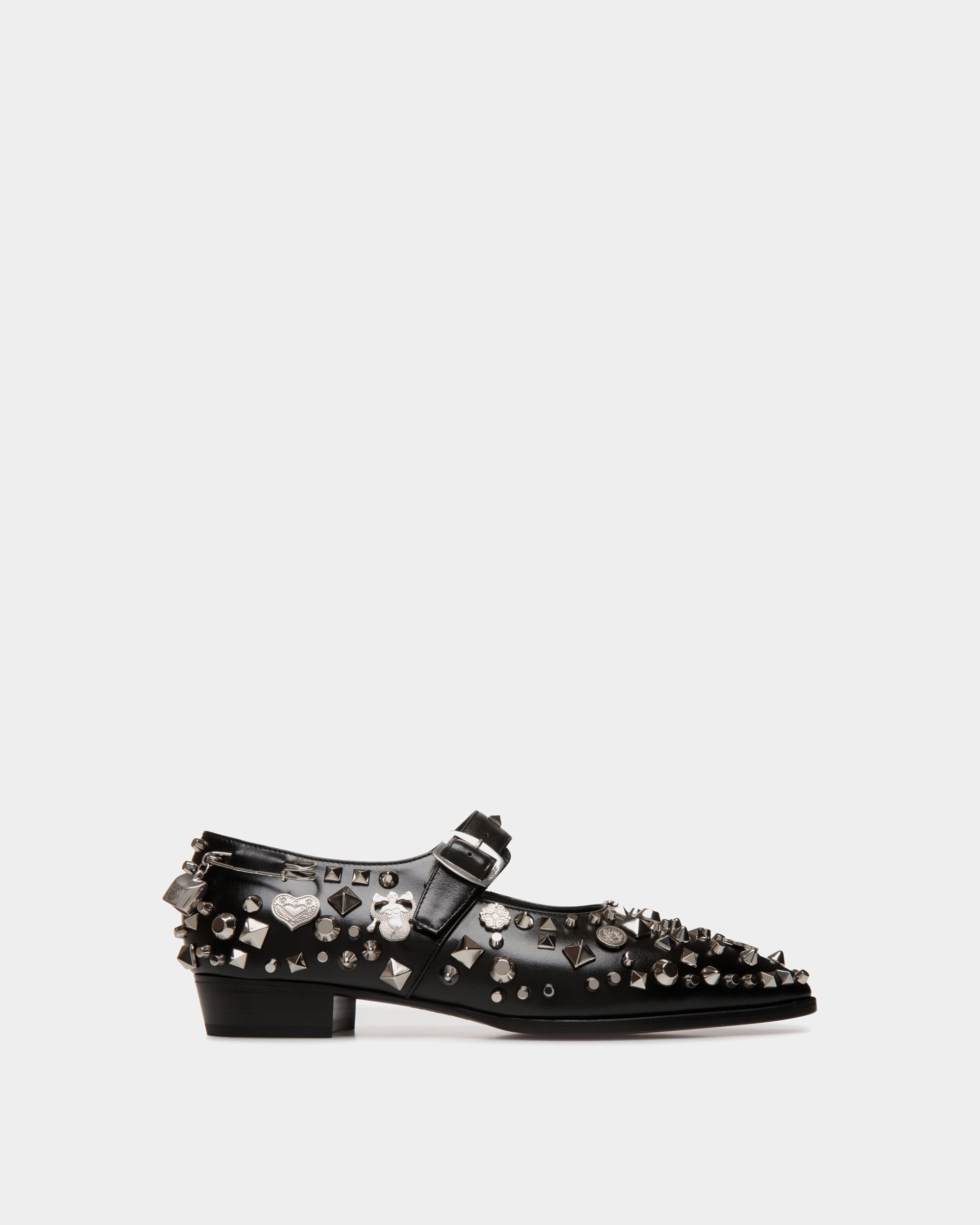 Glendale Mary-Jane In Black Leather with Studs - Donna - Bally - 01