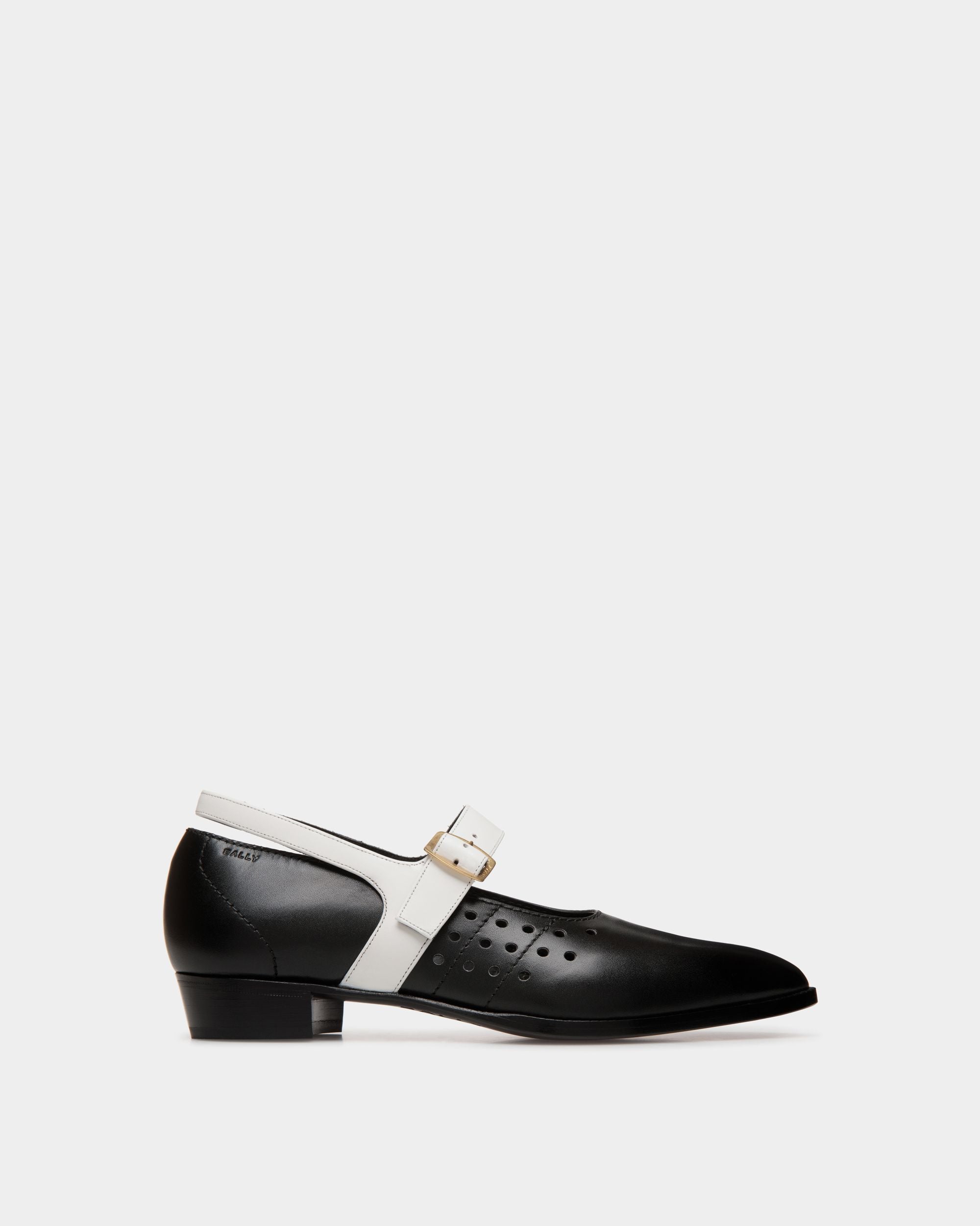 Glendale Mary-Jane In Black and White Leather - Donna - Bally - 01