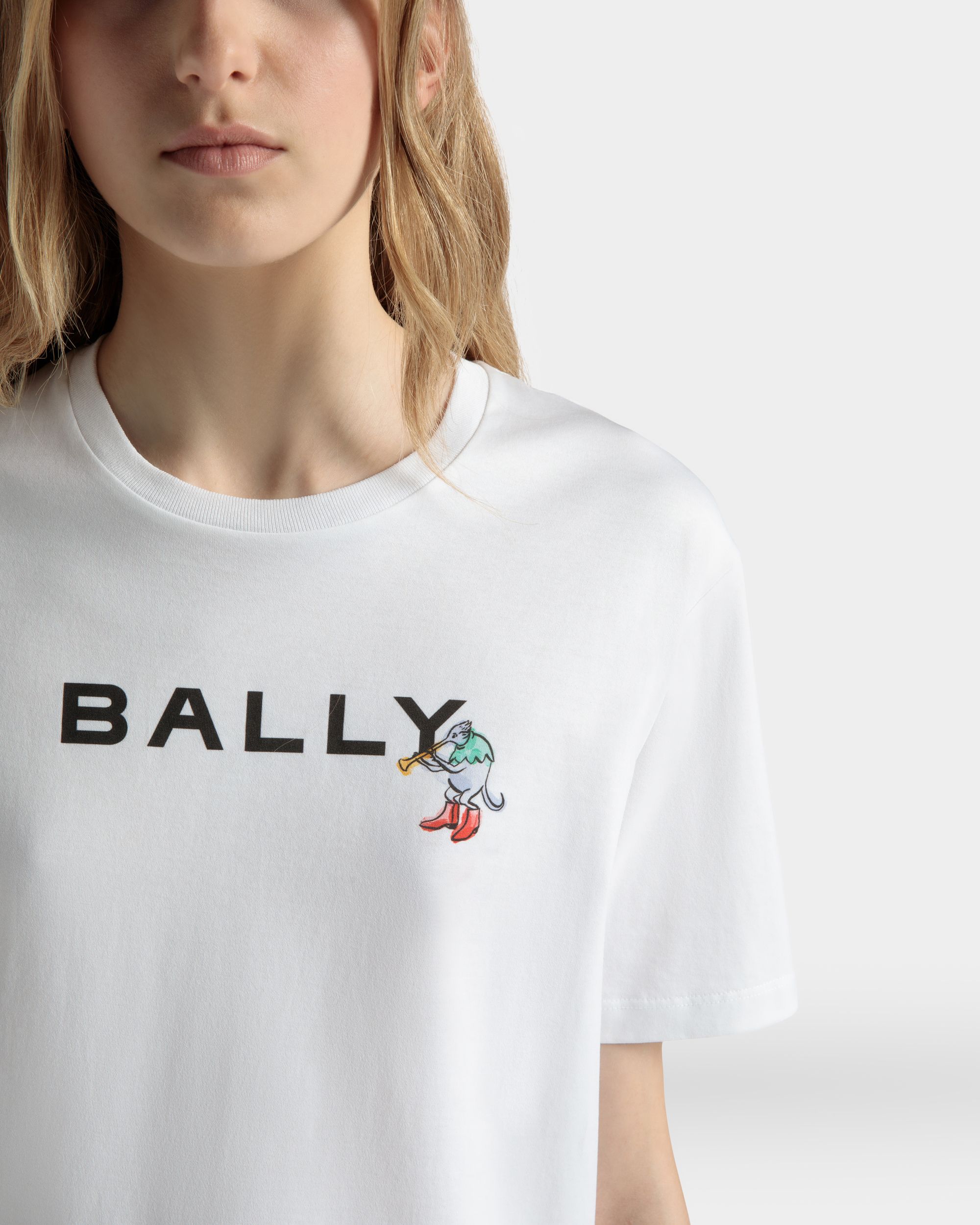 T-Shirt In Cotone Bianco - Donna - Bally - 04