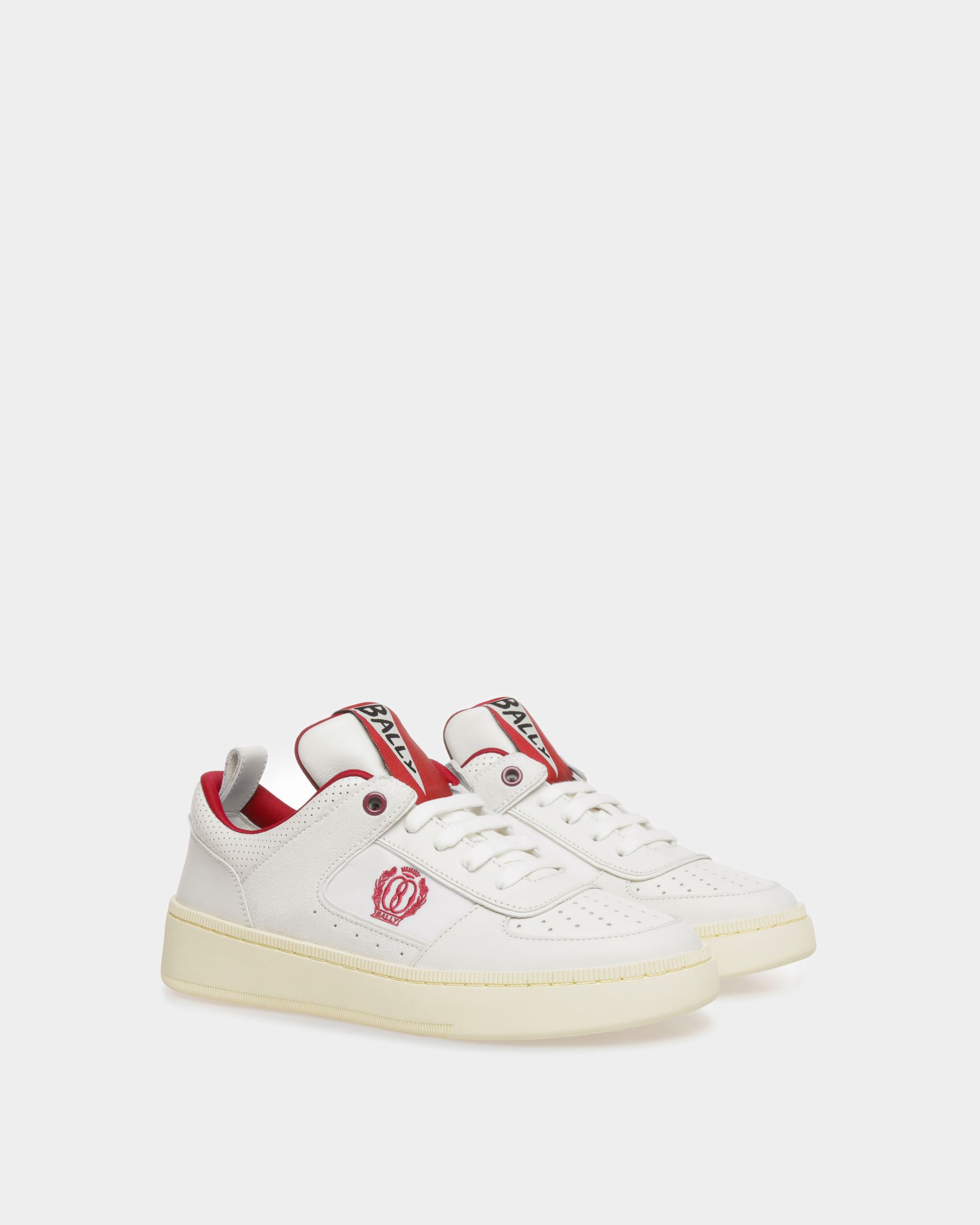 Sneaker Raise In Pelle Bianca E Rossa - Donna - Bally - 02