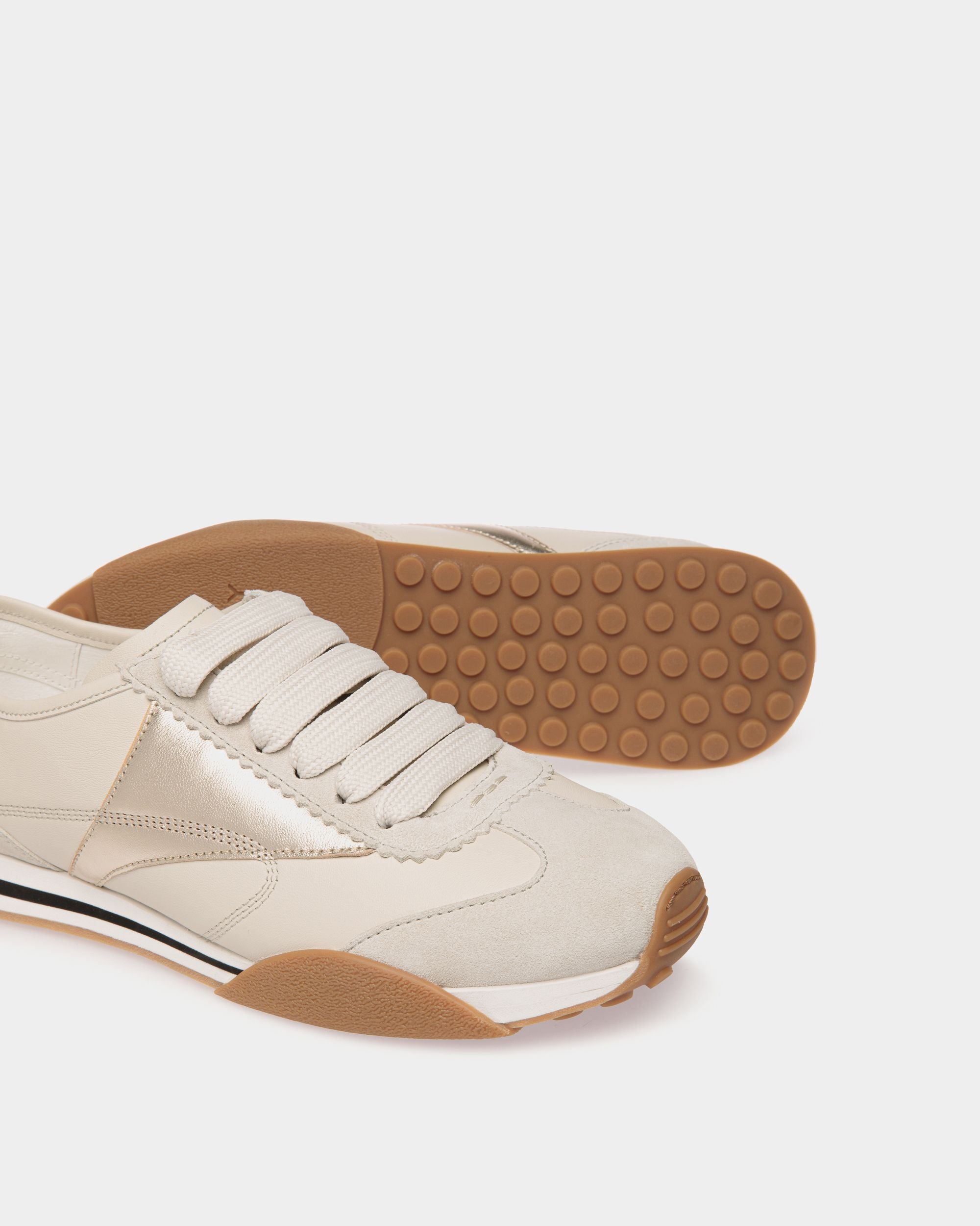 Sneaker Sussex In Pelle Bianca E Oro - Donna - Bally - 04