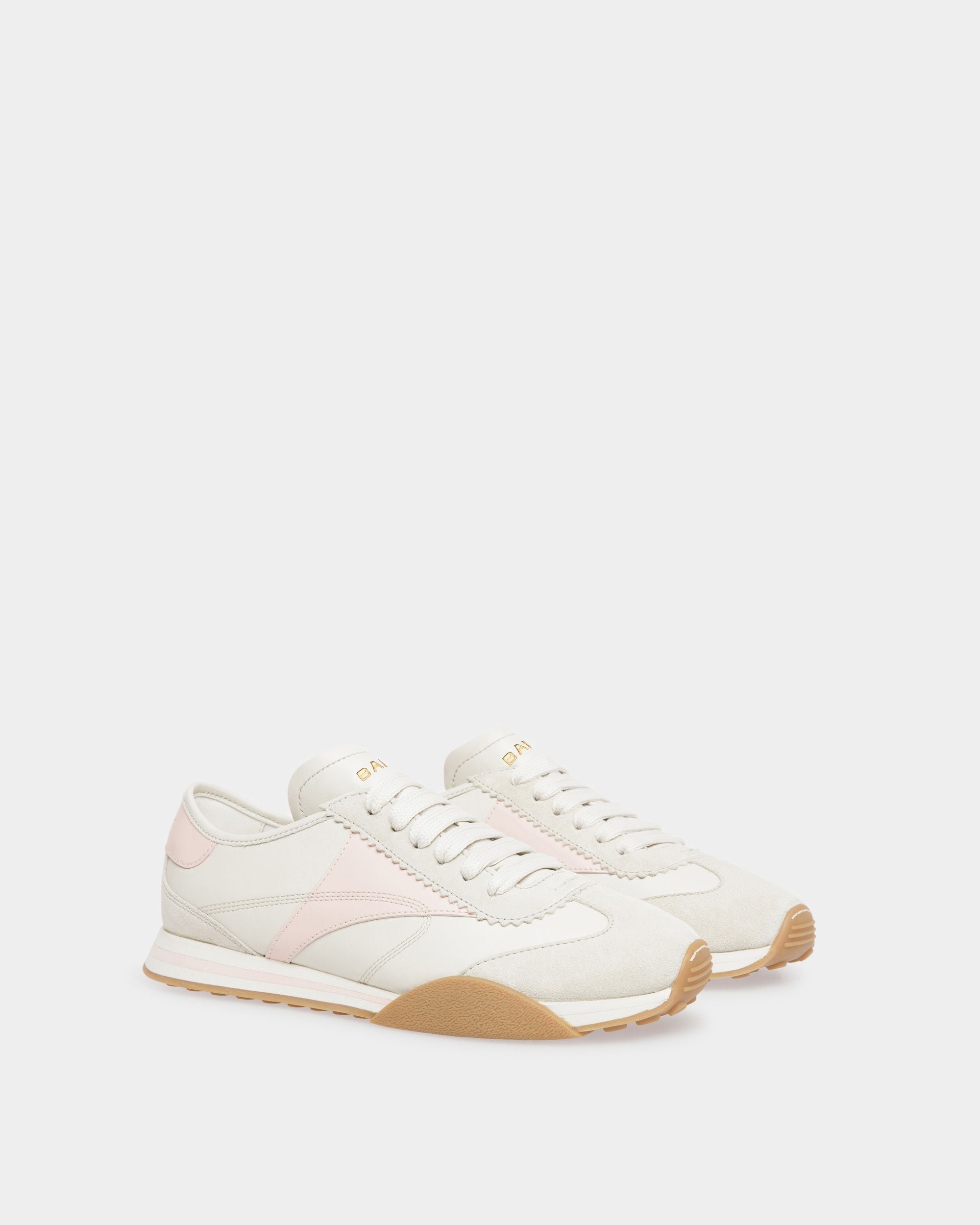 Sneaker Sussex In Pelle Bianco Cipria E Rosa - Donna - Bally - 02