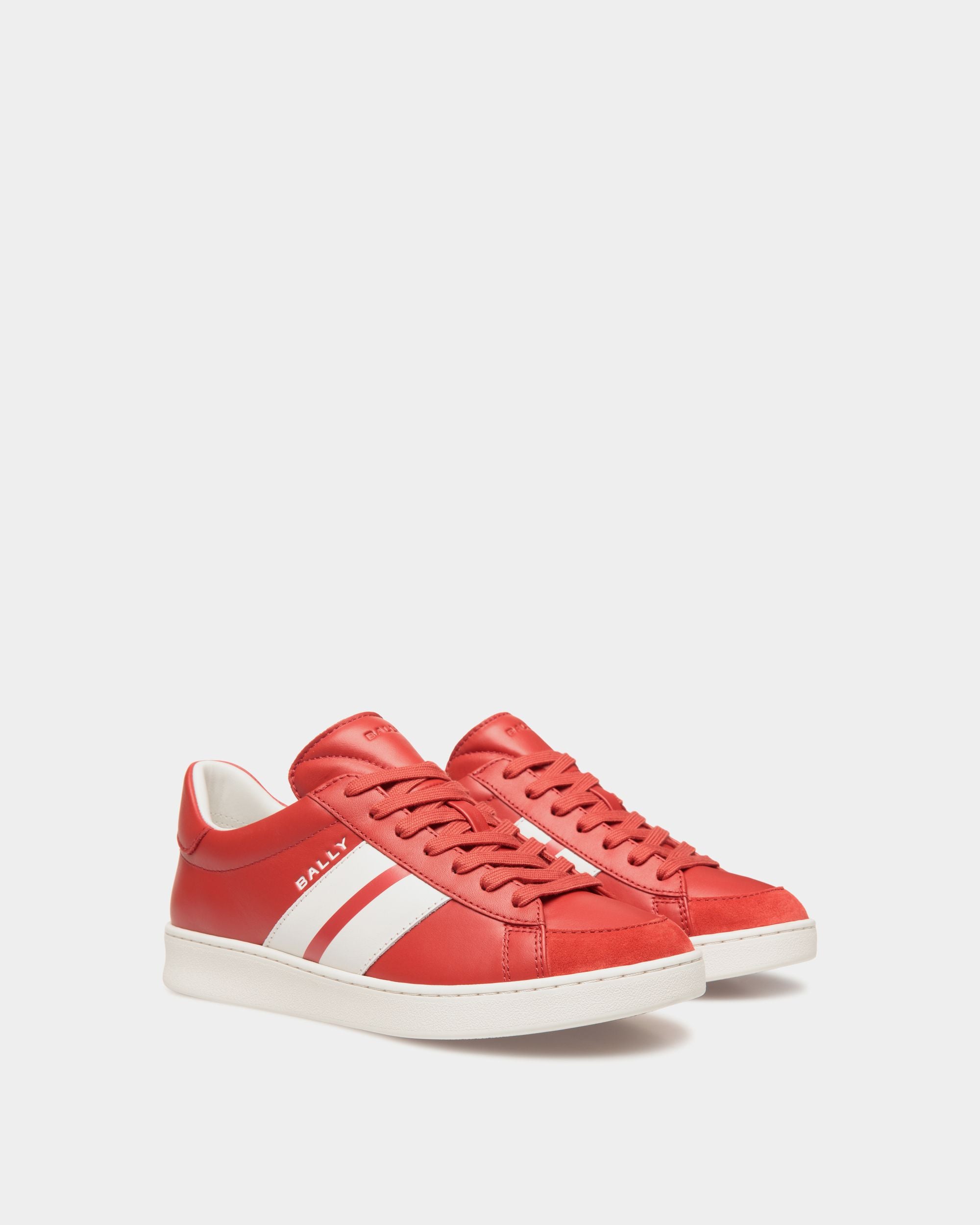 Sneaker Tennis In Pelle Candy Red E Bianca - Donna - Bally - 02