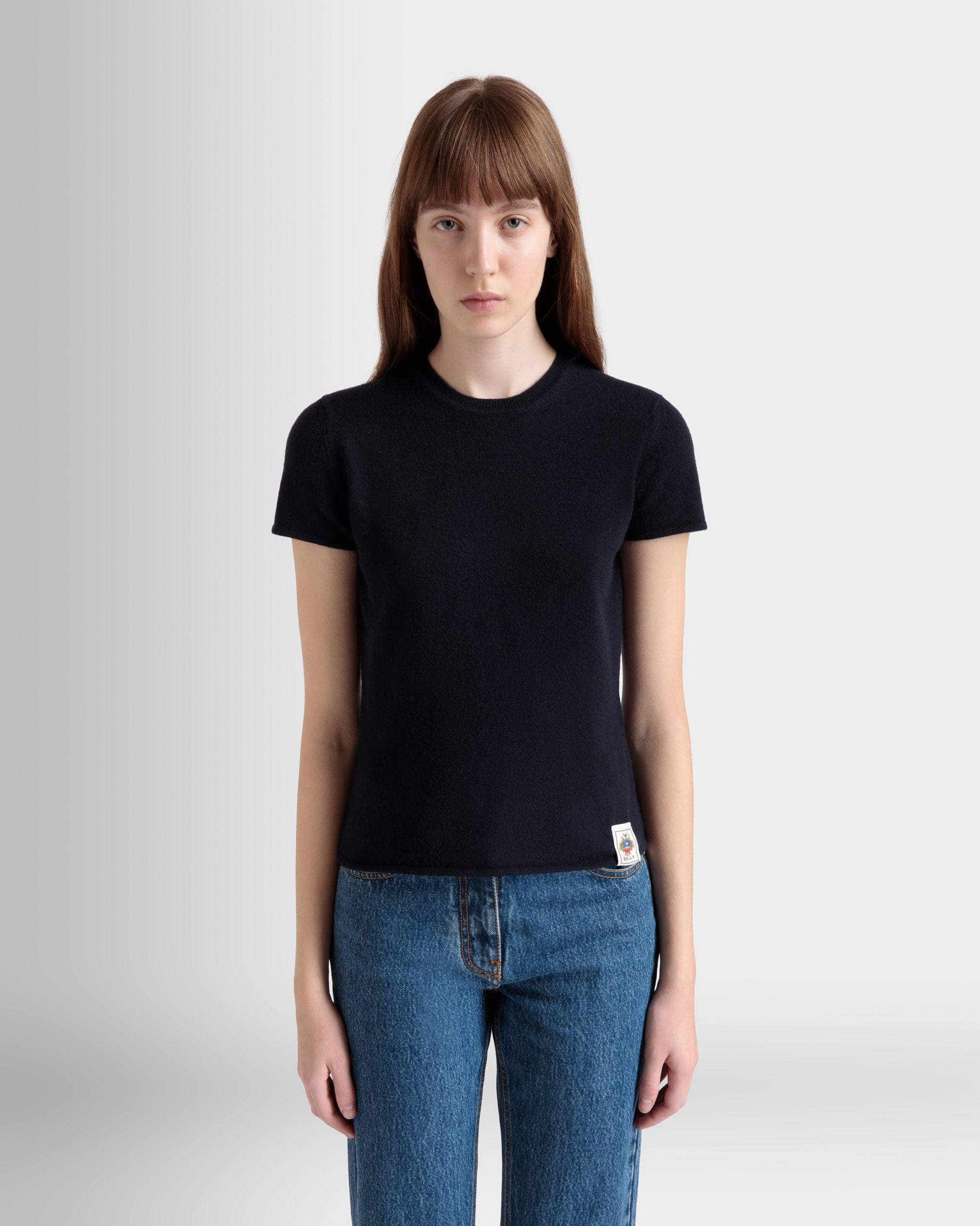 Top In Cachemire Navy Blue Lavorato A Maglia - Donna - Bally - 03