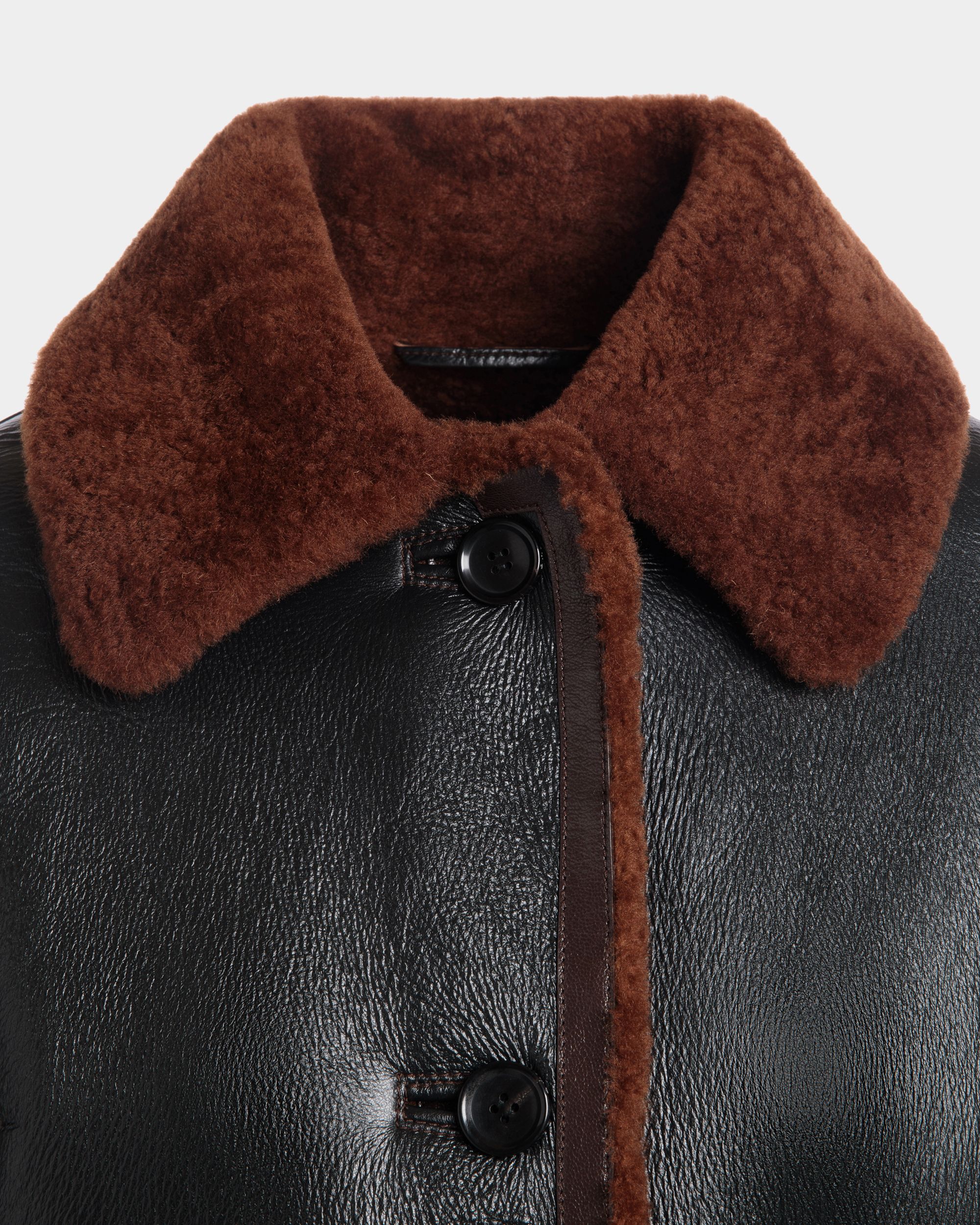 Giacca In Pelle Nera Con Fodera In Shearling - Donna - Bally - 02