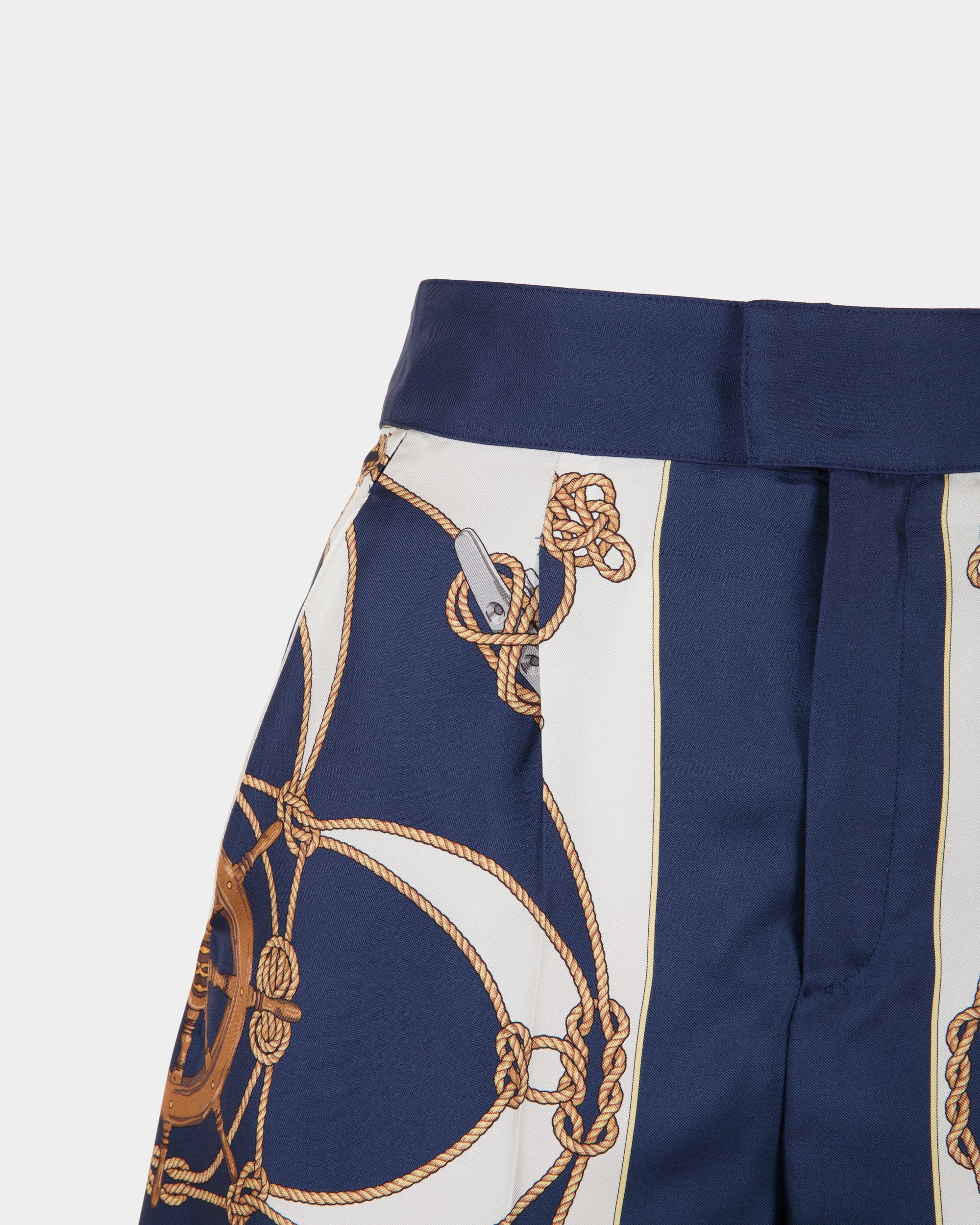 Women's Printed Shorts in Blue and White Silk - Donna - Bally - 02